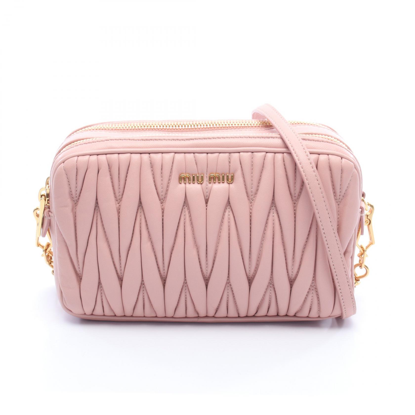 ミュウ ミュウ Miu Miu マテラッセ ショルダーバッグ バッグ レザー レディース ピンク系 【中古】