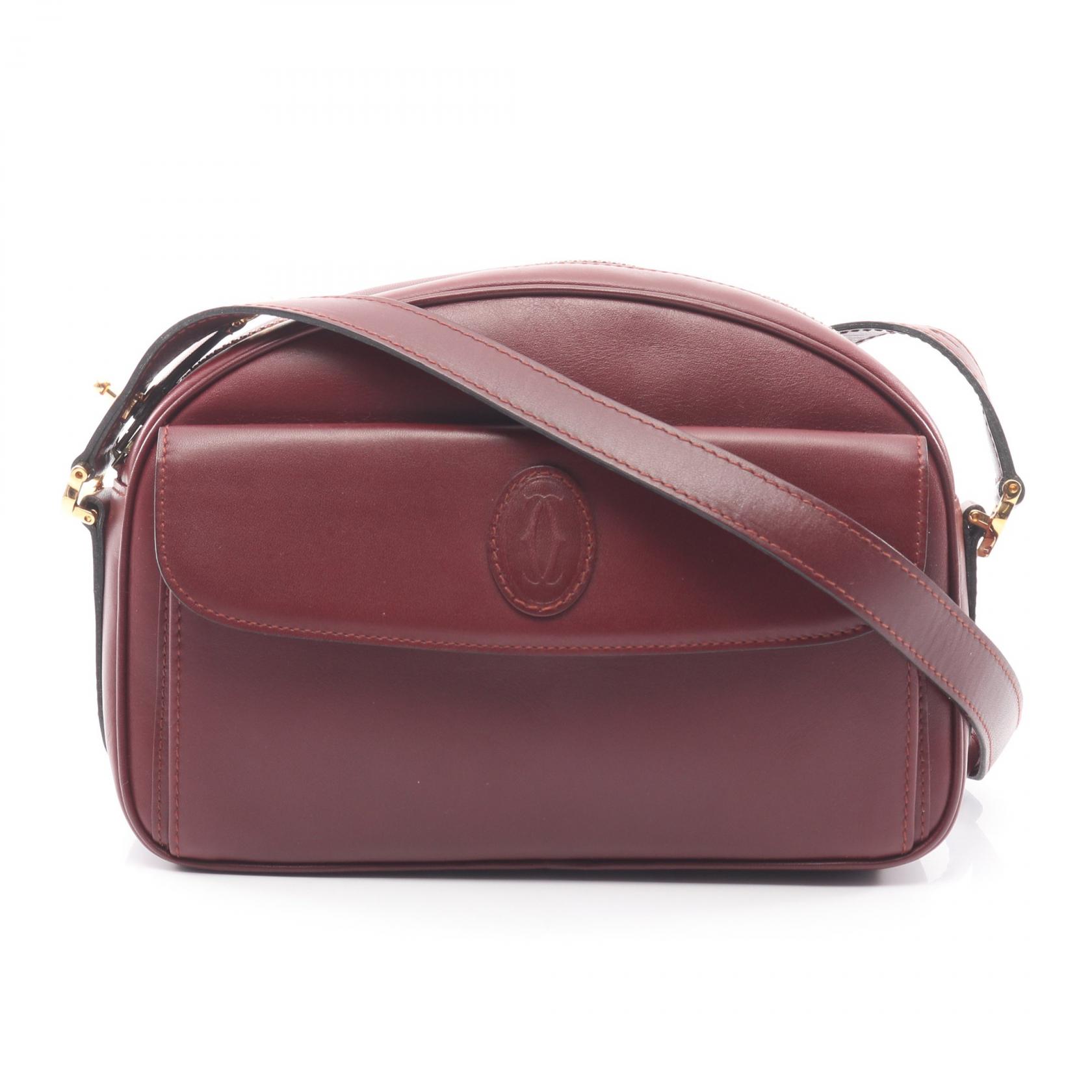 《全品5%クーポン×P5倍》カルティエ CARTIER マストライン ショルダーバッグ バッグ レザー レディース ボルドー系 【中古】 28,600円
