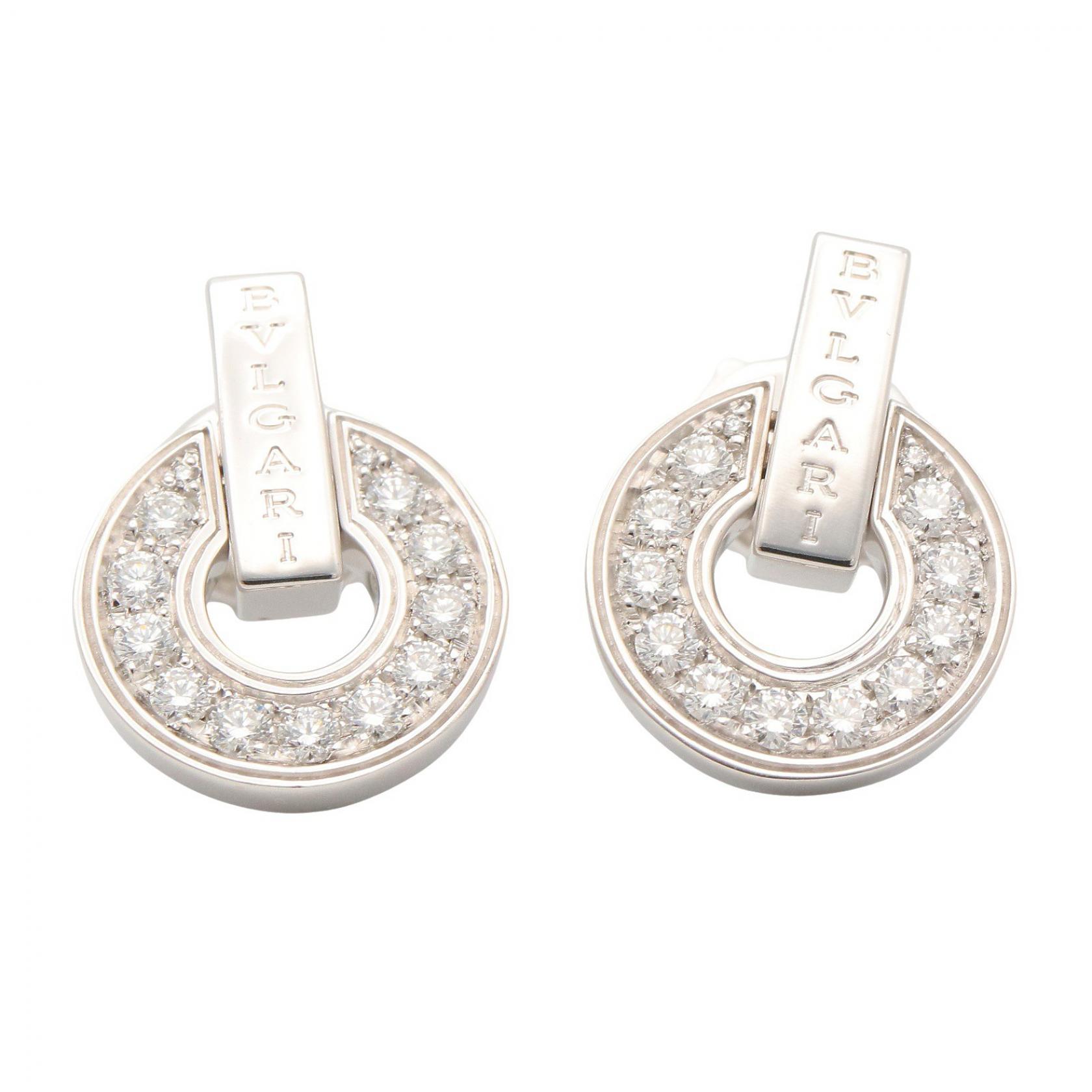 ブルガリ BVLGARI ブルガリブルガリ オープンワーク ダイヤ ピアス ピアス ジュエリー K18WG（ホワイトゴールド） ダイヤモンド レディース クリア系 / シルバー系 【中古】｜Mike Museum