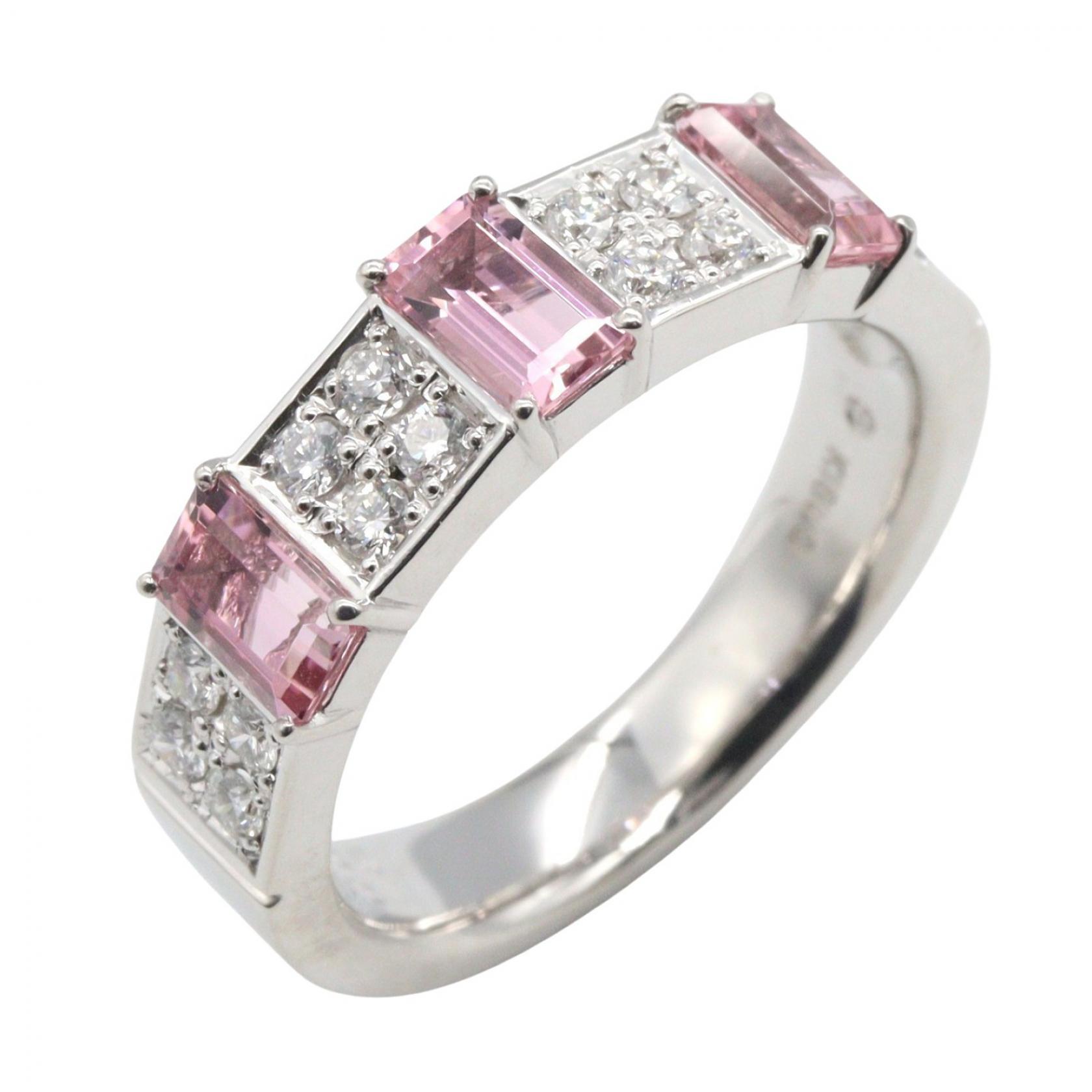 ジュエリー JEWELRY ピンクトルマリン ダイヤモンド リング リング・指輪 ジュエリー K18WG（ホワイトゴールド） ダイヤモンド ピンクトルマリン レディース シルバー系 / ピンク系 / クリア系 ﾋﾟﾝｸﾄﾙﾏﾘﾝ 6.6g 【中古】