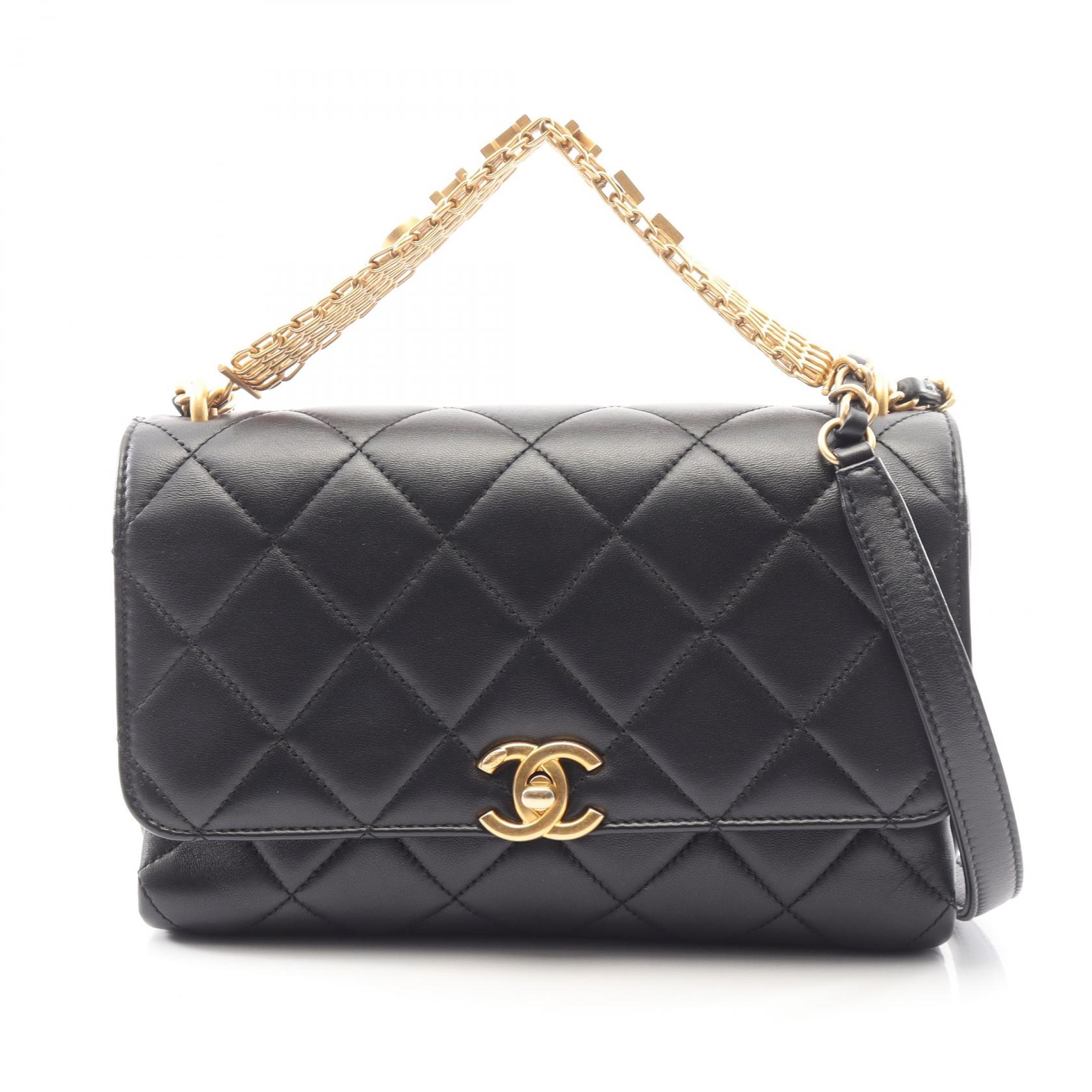 シャネル CHANEL マトラッセ 2WAY ショルダーバッグ バッグ ラムスキン（羊革） レディース ブラック系 【中古】