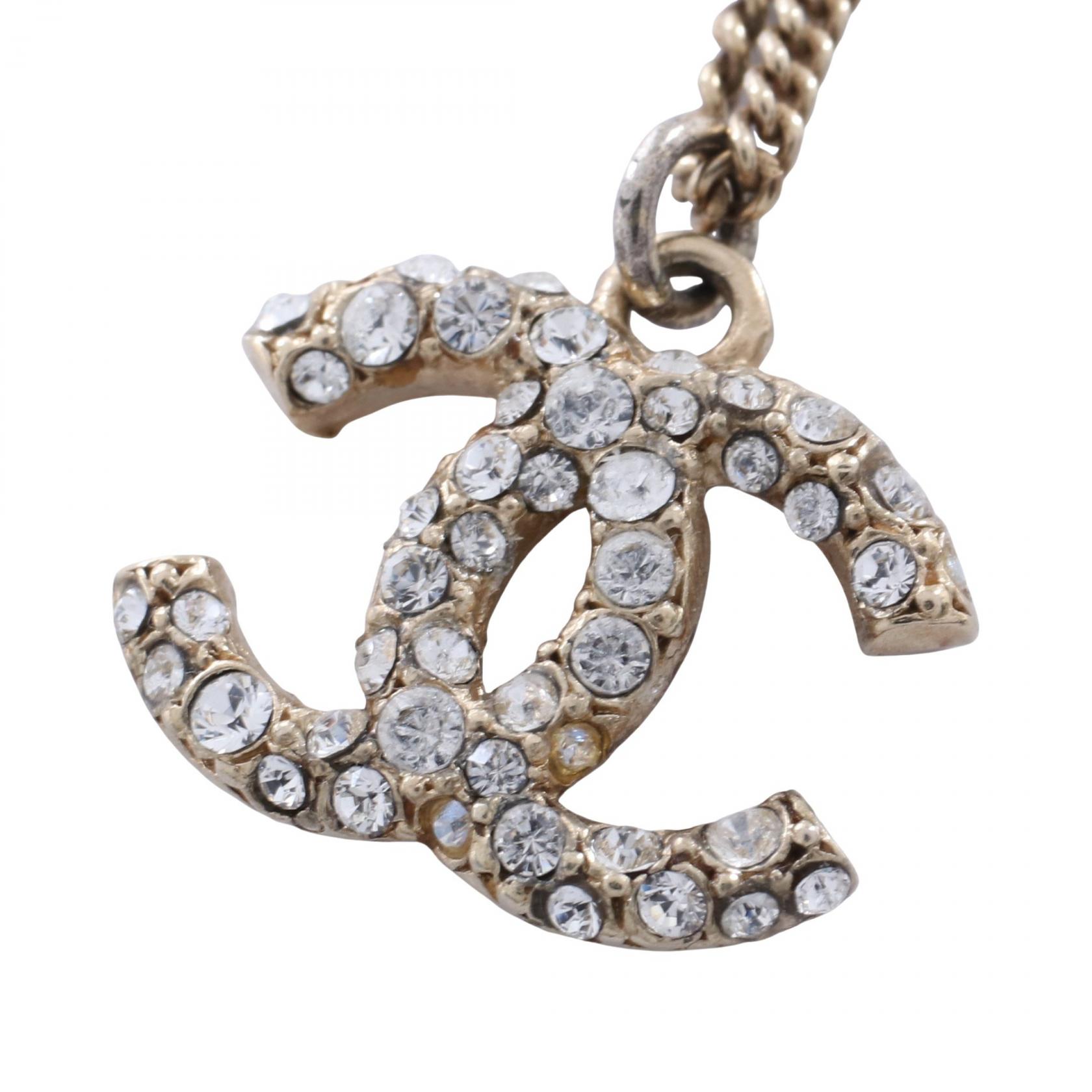 シャネル CHANEL ココマーク ネックレス ジュエリー GP（ゴールドメッキ） ラインストーン レディース ゴールド系 / クリア系 【中古】