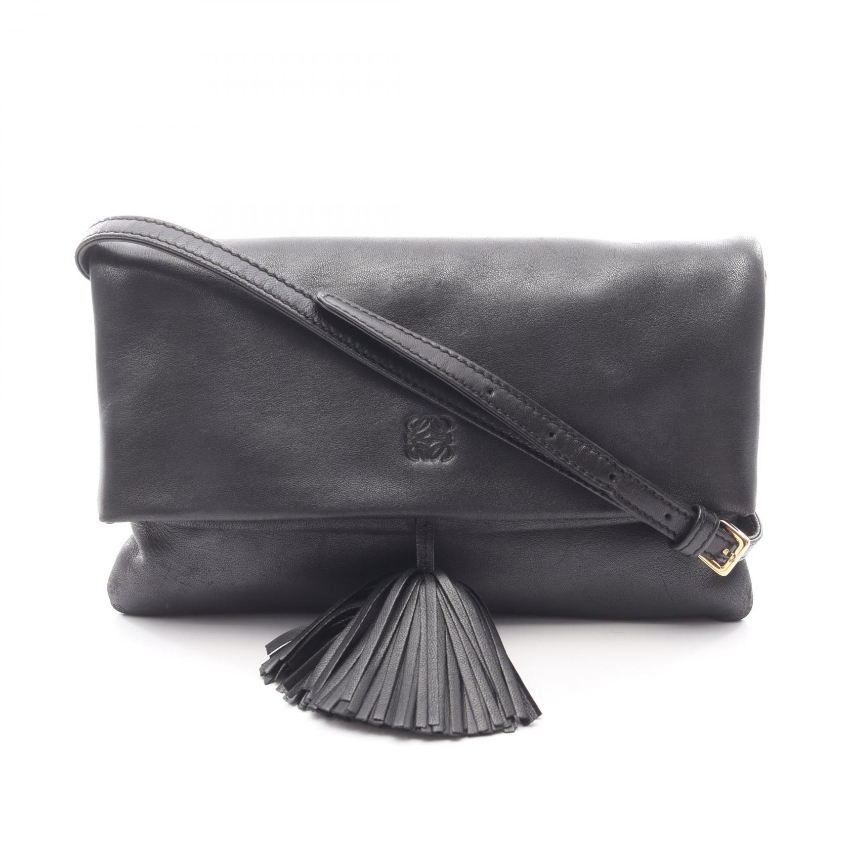 ロエベ LOEWE アナグラム ショルダーバッグ バッグ レザー レディース ブラック系 【中古】