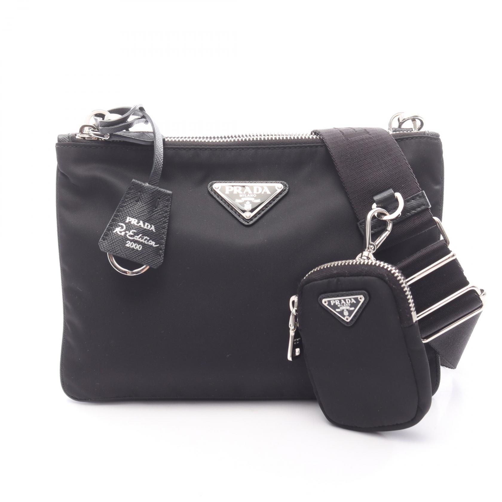 プラダ PRADA Re-Edition 2000 ショルダーバッグ バッグ ナイロン サフィアーノレザー レディース ブラック系 1BH046 【中古】｜Mike Museum