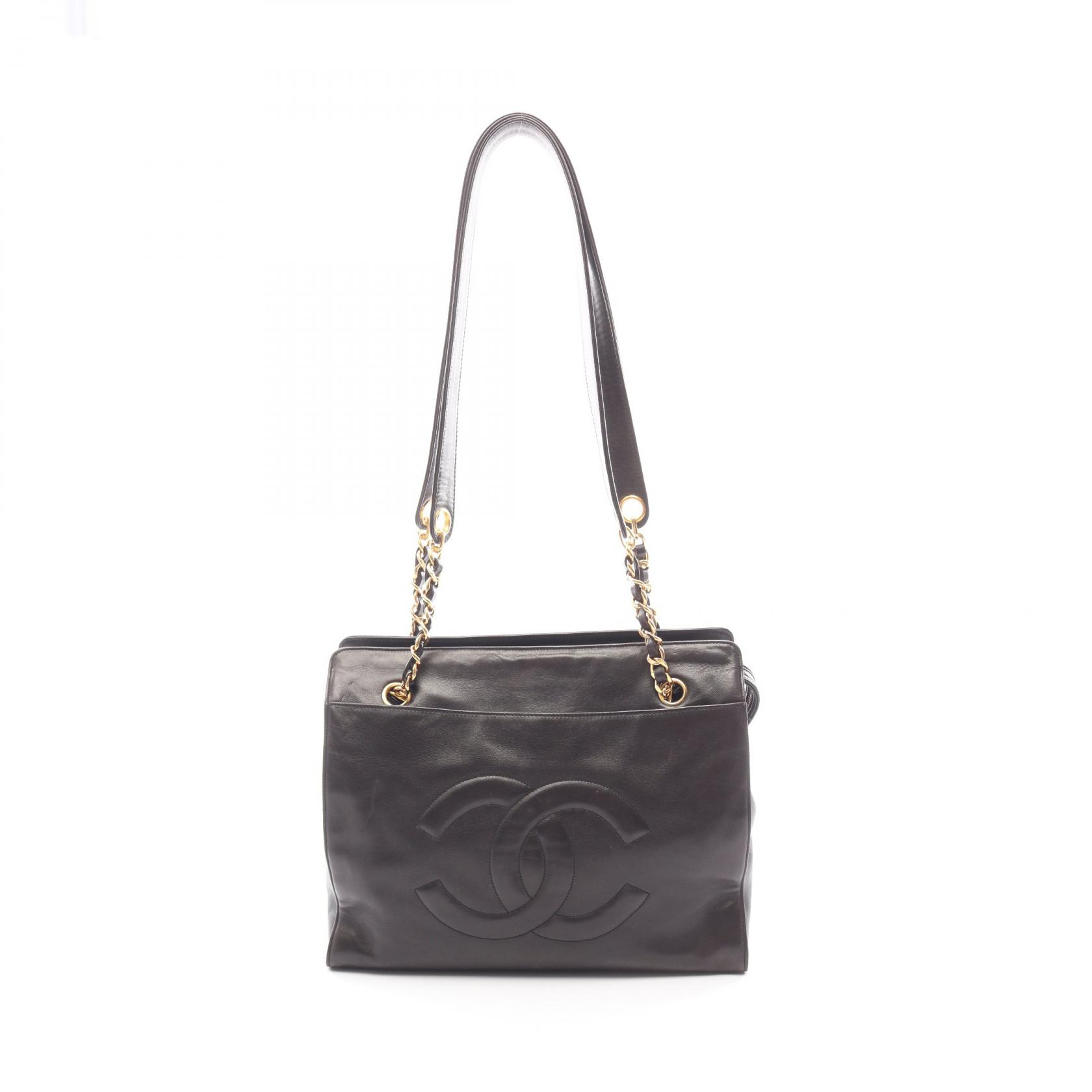 シャネル CHANEL ココマーク トートバッグ バッグ ラムスキン（羊革） レディース ブラック系 【中古】