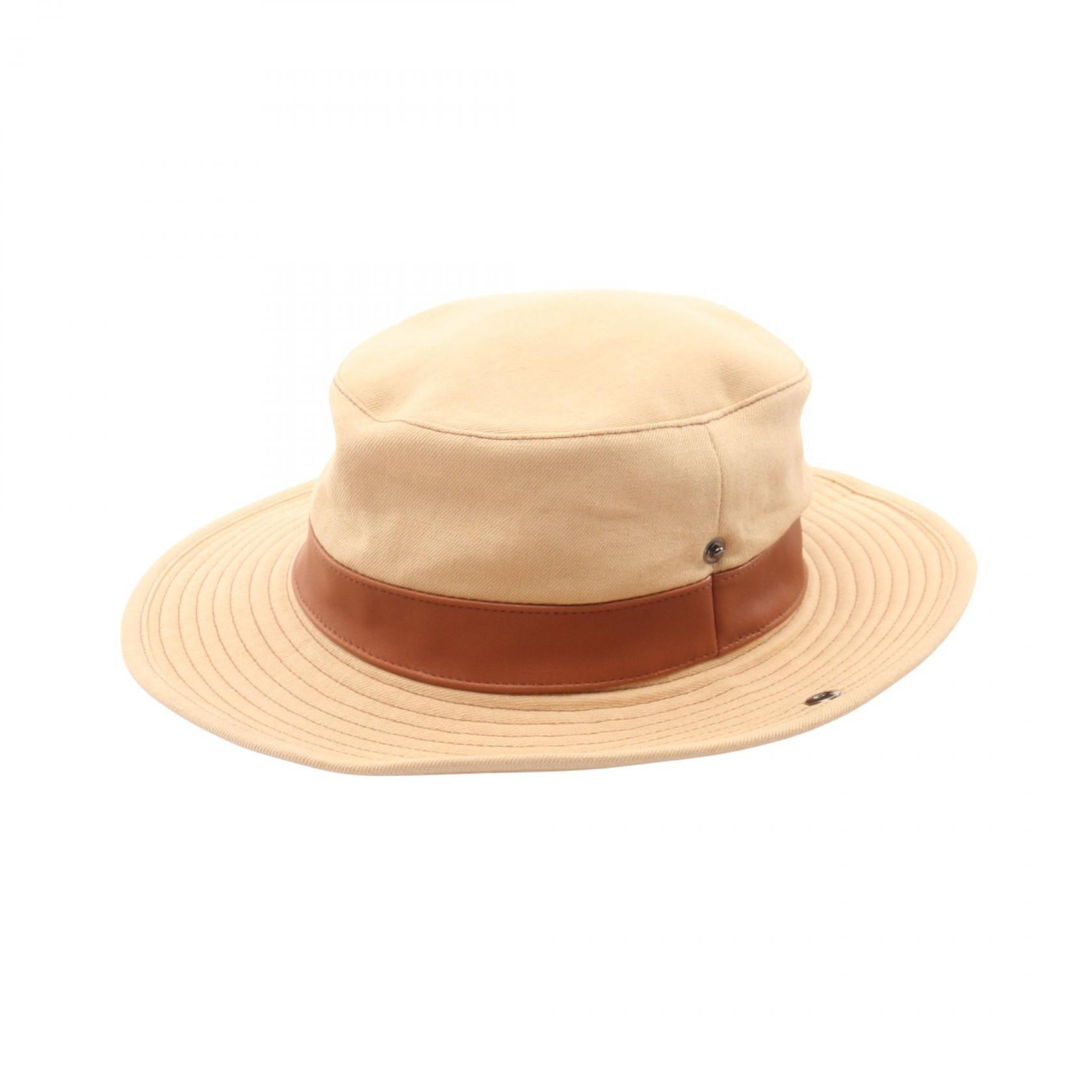 ≪10%OFFクーポン 7/19 20時～7/26 9:59≫エルメス HERMES ハット 帽子 ファブリック レザー レディース ベージュ系 【中古】｜Mike Museum