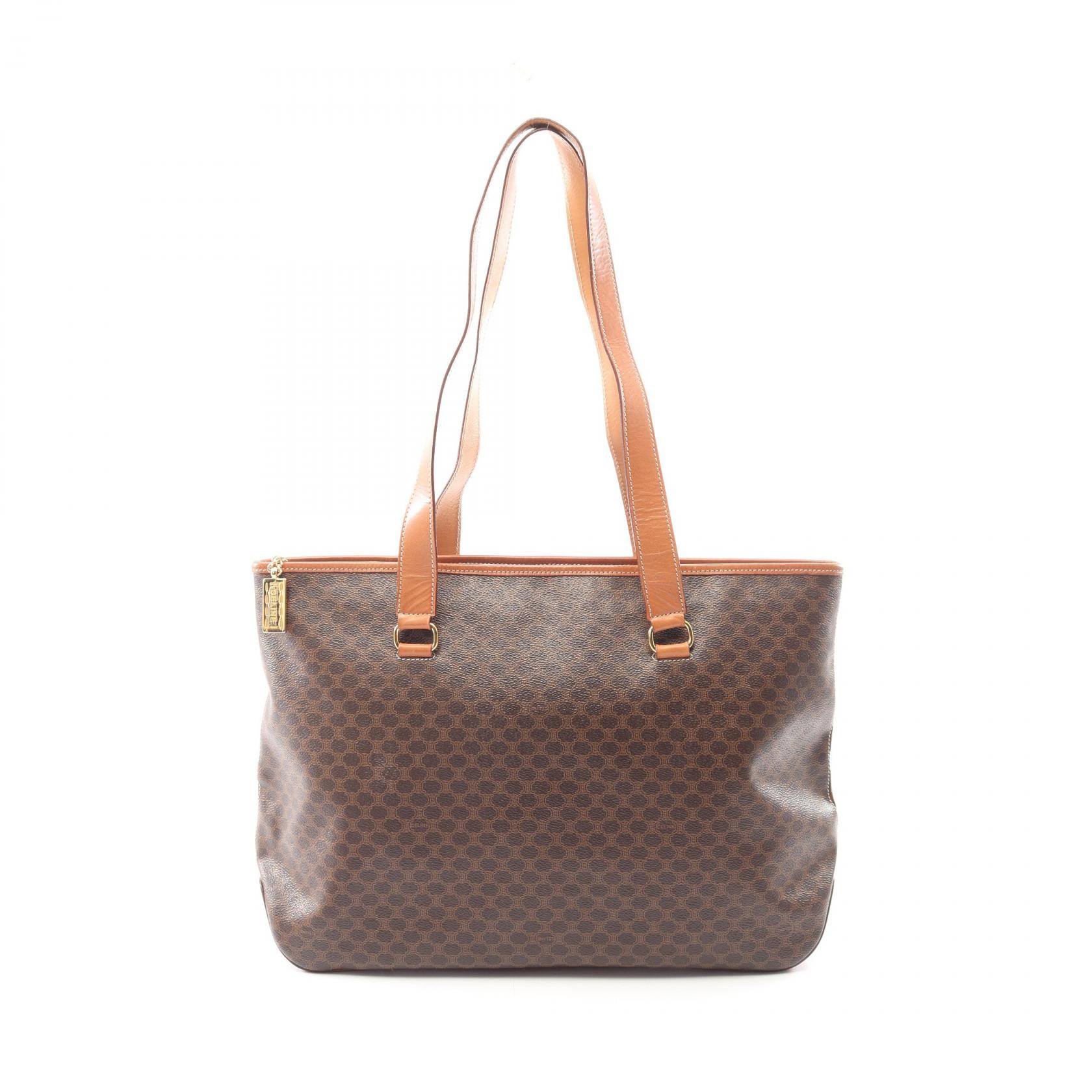 セリーヌ CELINE マカダム トートバッグ バッグ PVCコーティングキャンバス レザー レディース ブラウン系 【中古】