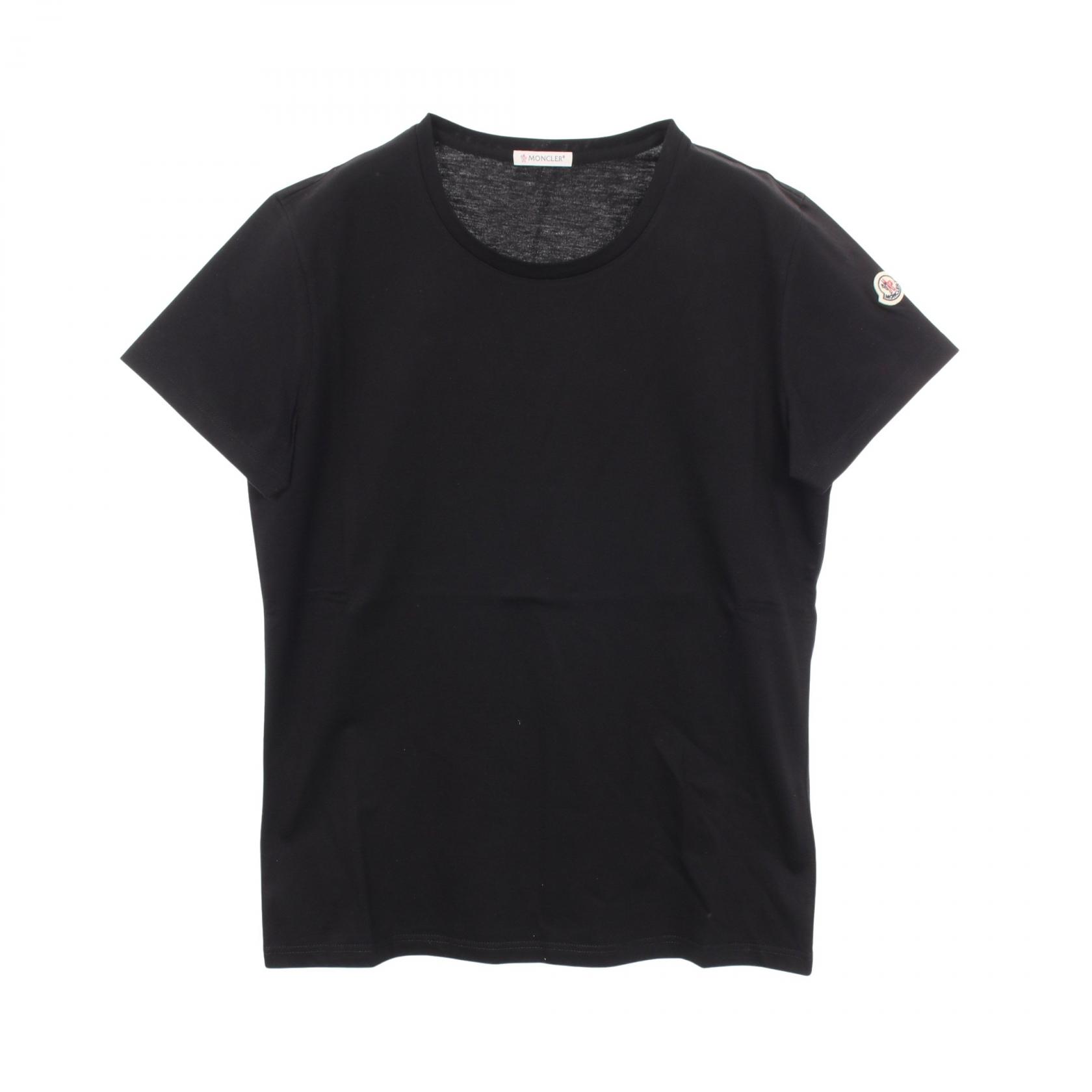 ≪10%OFFクーポン 7/19 20時~7/26 9:59≫モンクレール MONCLER MAGLIA MANICA CORTA 半袖Tシャツ 衣料品 トップス コットン レディース ブラック系 8C73200V8058999M 【新品】|Mike Museum