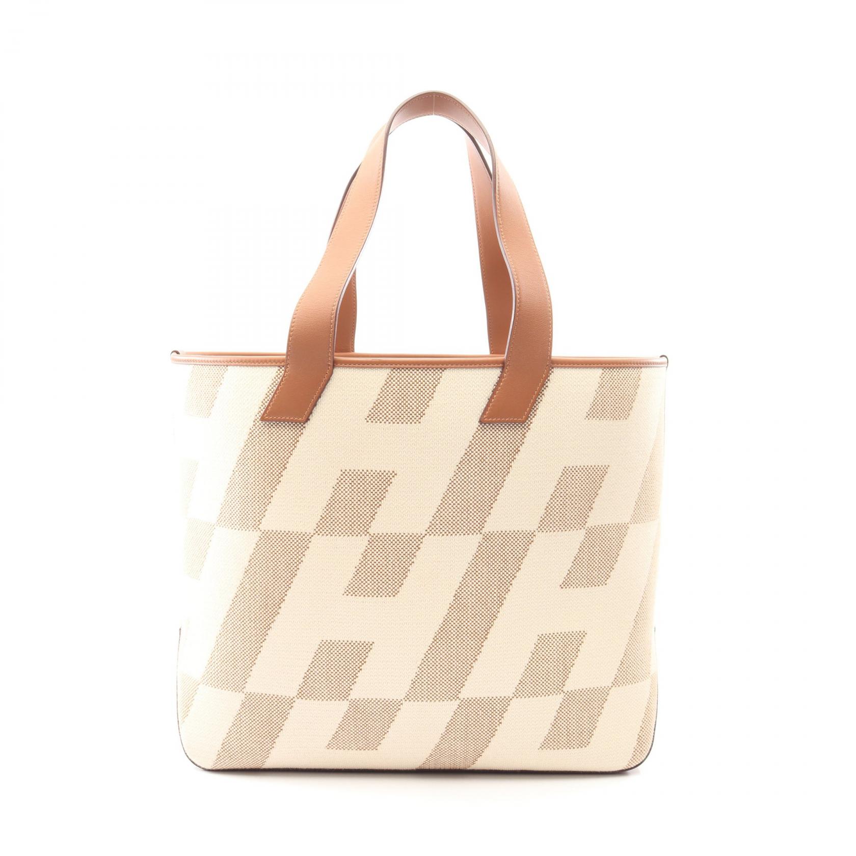 ≪10%OFFクーポン 7/19 20時～7/26 9:59≫エルメス HERMES HアンビエGM エクリュ ゴールド トートバッグ バッグ キャンバス レザー ヴォースイフト トワルアッシュ レディース アイボリー系 / ブラウン系 【中古】｜Mike Museum