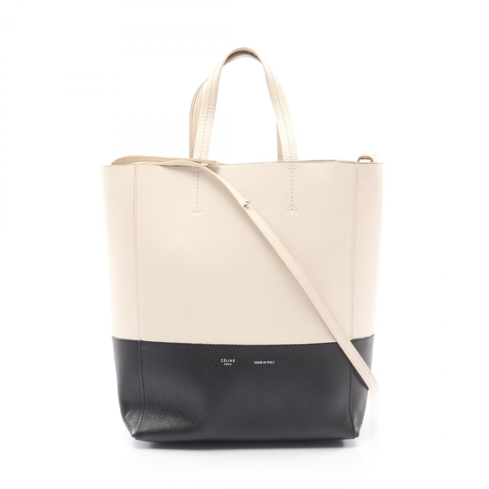 ≪15%OFFクーポン 7/19 20時~7/26 9:59≫セリーヌ CELINE バーティカル スモール カバ 2WAY トートバッグ バッグ レザー レディース ホワイト系 / ブラック系 176163 【中古】|Mike Museum