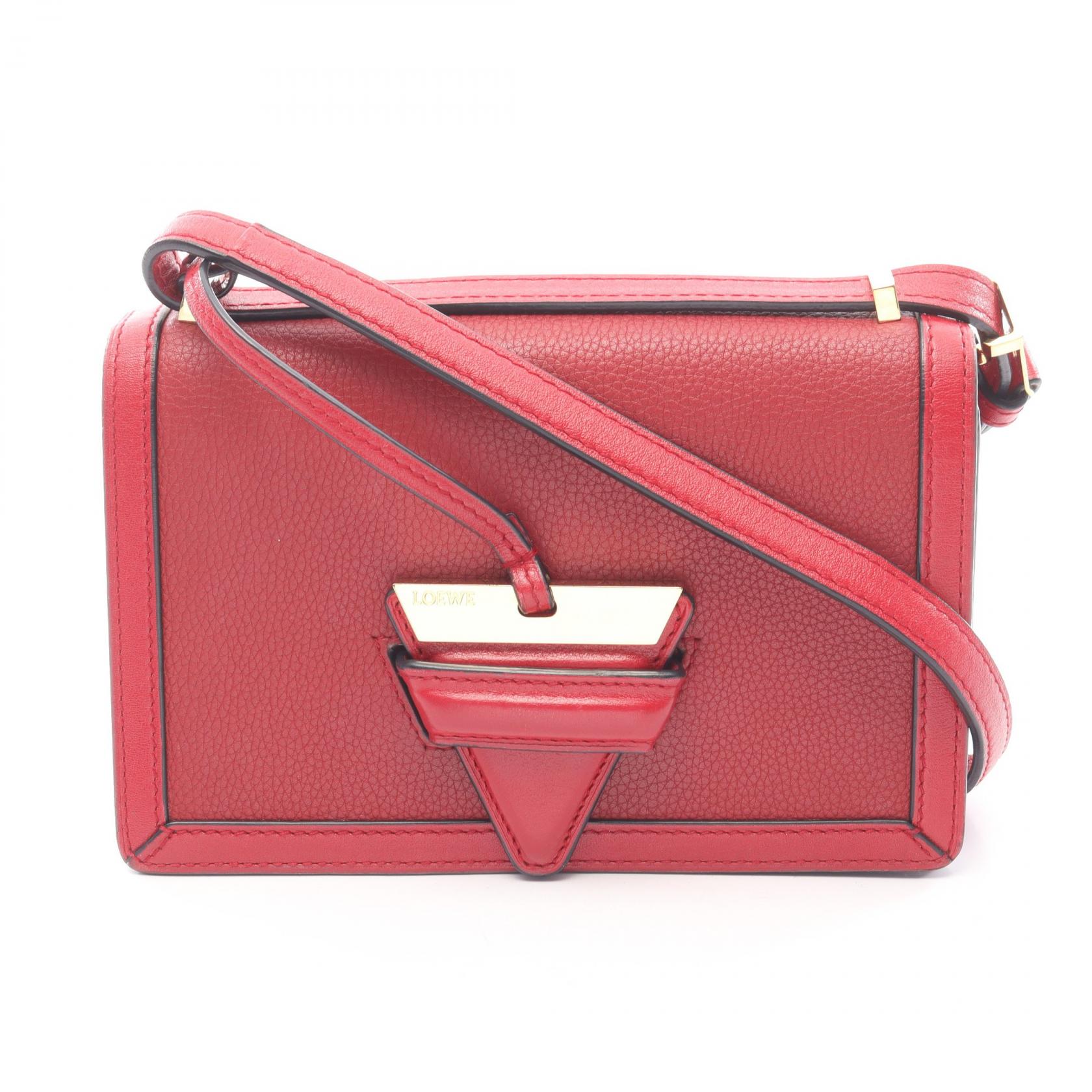 ≪10%OFFクーポン 7/19 20時～7/26 9:59≫ロエベ LOEWE バルセロナ ショルダーバッグ バッグ レザー レディース レッド系 【中古】｜Mike Museum