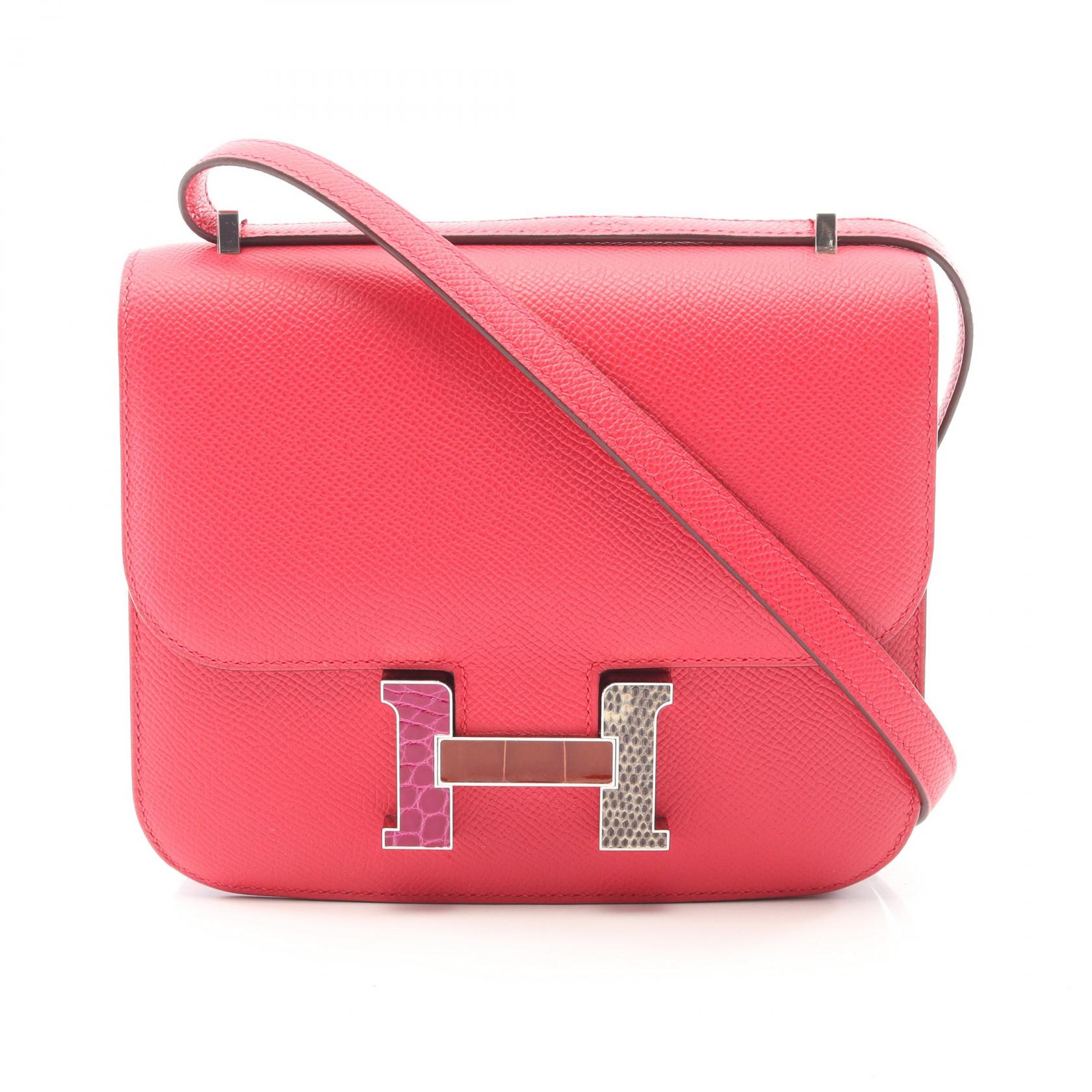 ≪10%OFFクーポン 7/19 20時~7/26 9:59≫エルメス HERMES コンスタンス3 ミニ ローズエクストリーム ショルダーバッグ バッグ ヴォーエプソン / アリゲーターリセ ヴォーエプソン レディース ピンク系 【中古】|Mike Museum
