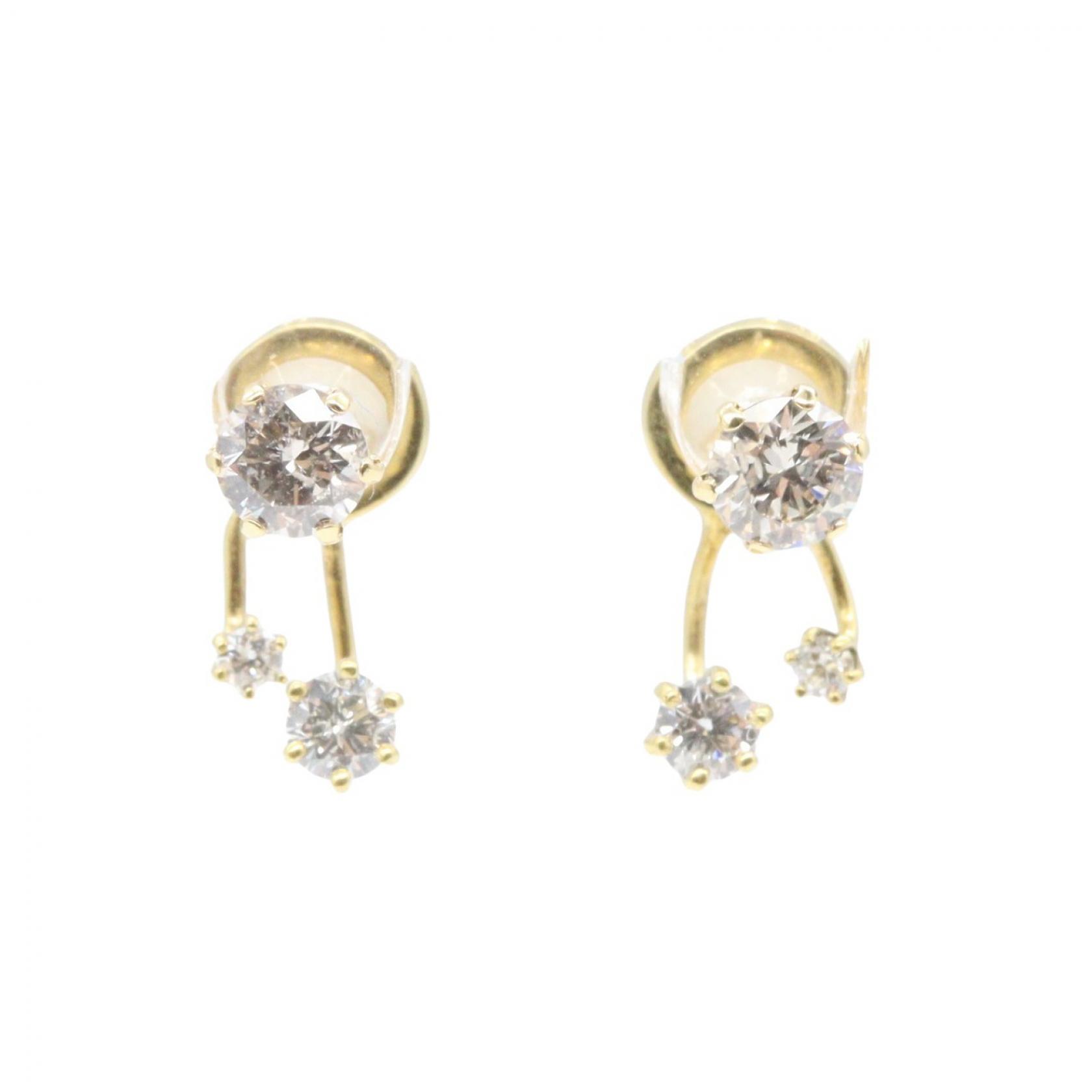 ≪10%OFFクーポン 7/19 20時～7/26 9:59≫ジュエリー JEWELRY ダイヤモンド ピアス ピアス ジュエリー K18（イエローゴールド） ダイヤモンド レディース ゴールド系 / クリア系 ﾀﾞｲﾔ 1.6g 【中古】｜Mike Museum