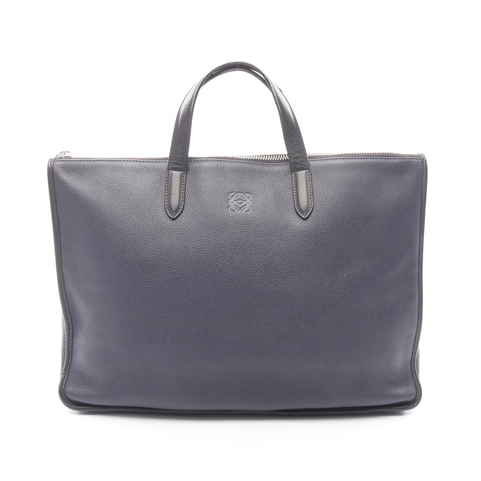 【P5倍×5%クーポン|7/29 20時~8/2 23:59】ロエベ LOEWE トレド ブリーフケース バッグ レザー メンズ ネイビー系 / ブラック系 【中古】|Mike Museum