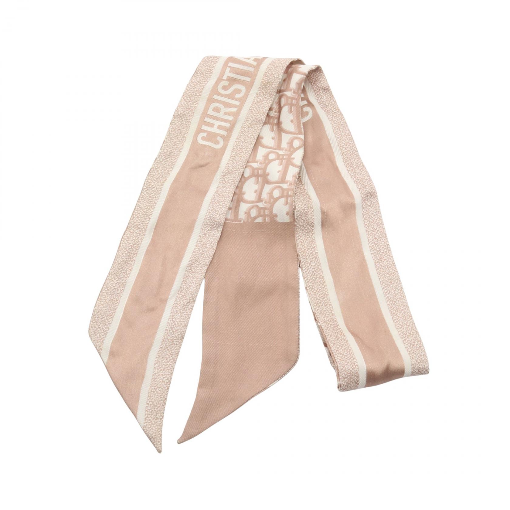 ≪2千円OFFクーポン 7/19 20時～7/26 9:59≫クリスチャンディオール Christian Dior ミッツァ リボン スカーフ 衣料品 シルク レディース ピンク系 / ホワイト系 15DOB106I600 【中古】｜Mike Museum
