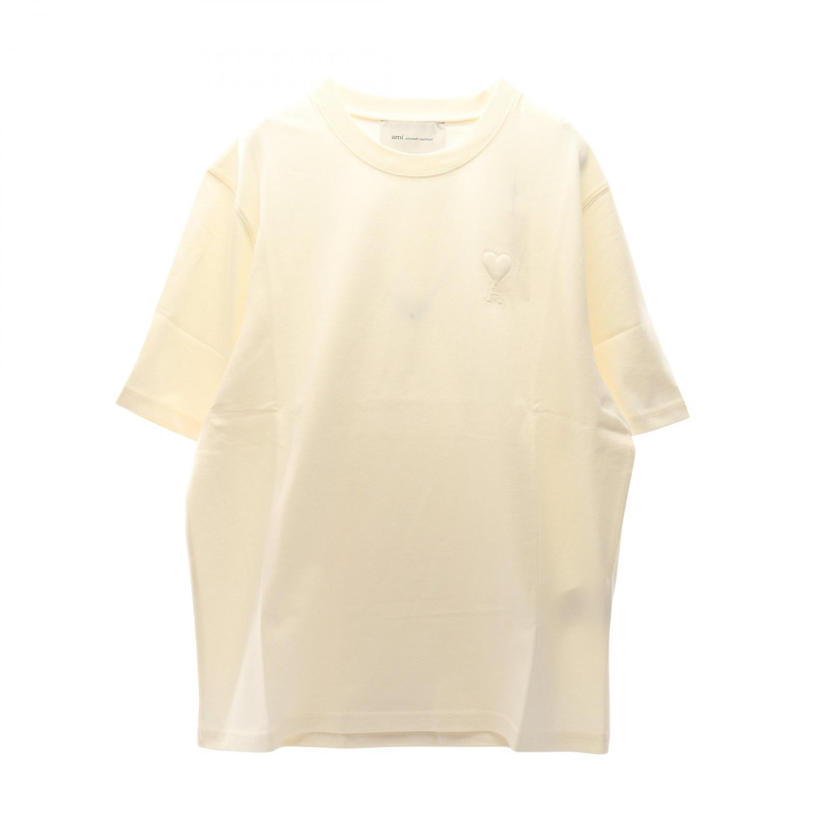 ≪10%OFFクーポン 7/19 20時~7/26 9:59≫アミ AMI ロゴ 半袖Tシャツ 衣料品 トップス コットン メンズ レディース アイボリー系 UTS357.726136L 【新品】|Mike Museum