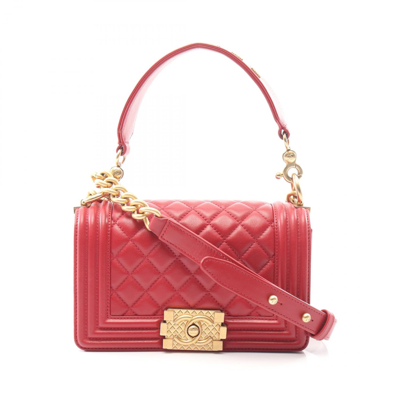 ≪10%OFFクーポン 7/19 20時~7/26 9:59≫シャネル CHANEL ボーイシャネル スモール ハンドストラップ付き 2WAY ショルダーバッグ バッグ ラムスキン(羊革) レディース レッド系 A67085 【中古】|Mike Museum