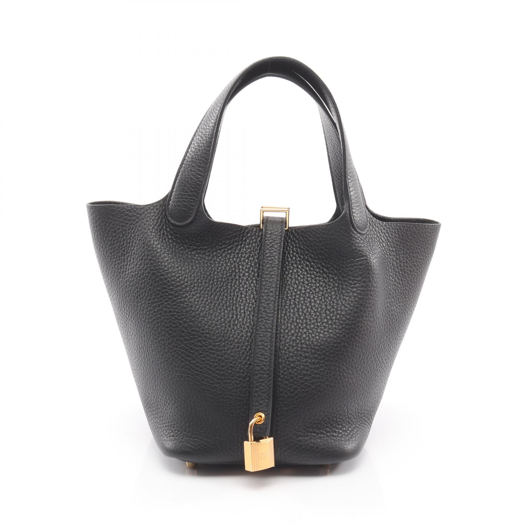 ≪10%OFFクーポン 7/19 20時～7/26 9:59≫エルメス HERMES ピコタンロックPM ハンドバッグ バッグ レザー トリヨンクレマンス トリヨンクレマンス レディース ブラック系 056289CC 【中古】｜Mike Museum