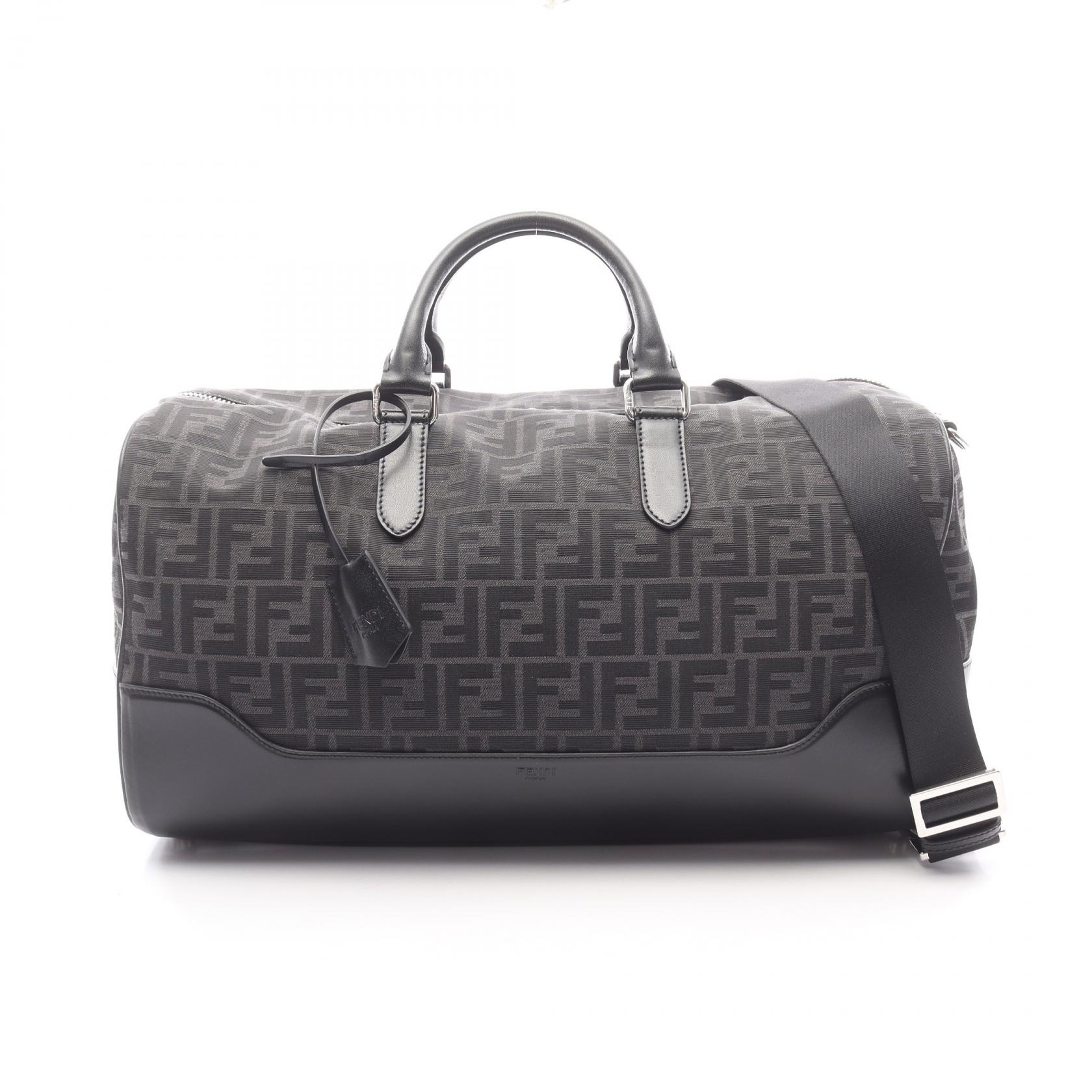 ≪10%OFFクーポン 7/19 20時～7/26 9:59≫フェンディ FENDI FFジャガード ダッフルバッグ 2WAY ボストンバッグ バッグ キャンバス レザー メンズ グレー系 / ブラック系 7VA496AG0M 【中古】｜Mike Museum