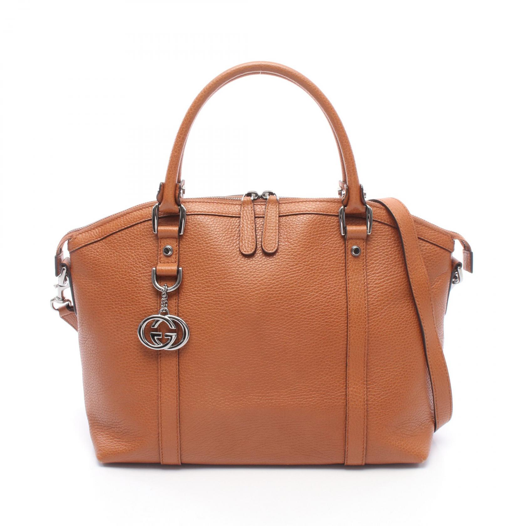 【P5倍&times;5%クーポン｜7/29 20時～8/2 23:59】グッチ GUCCI インターロッキングG チャーム付き 2WAY トートバッグ バッグ レザー レディース ブラウン系 341503 【中古】｜Mike Museum