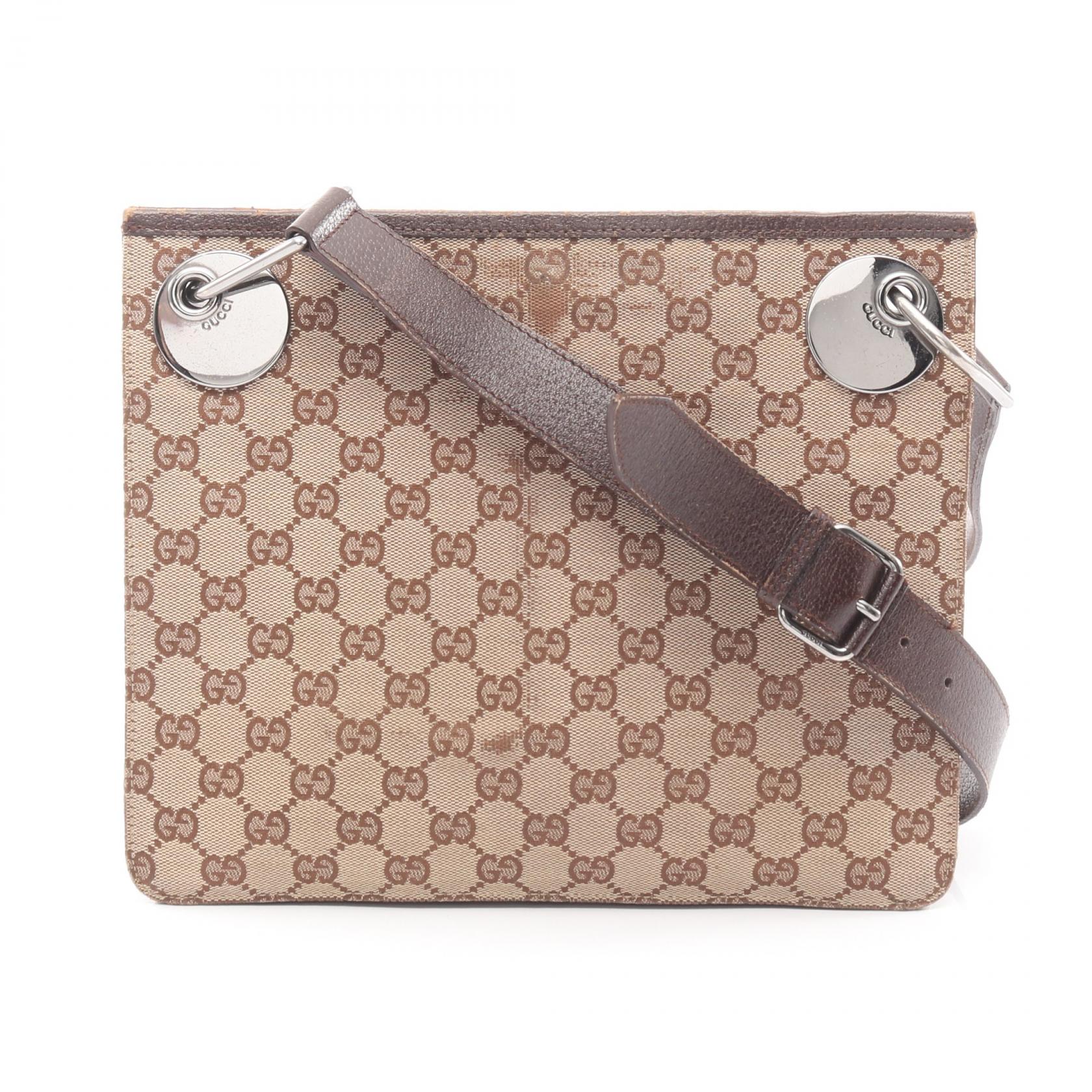 ≪2千円OFFクーポン 7/19 20時~7/26 9:59≫グッチ GUCCI GGキャンバス ショルダーバッグ バッグ キャンバス レザー レディース ベージュ系 / ブラウン系 120841 【中古】|Mike Museum