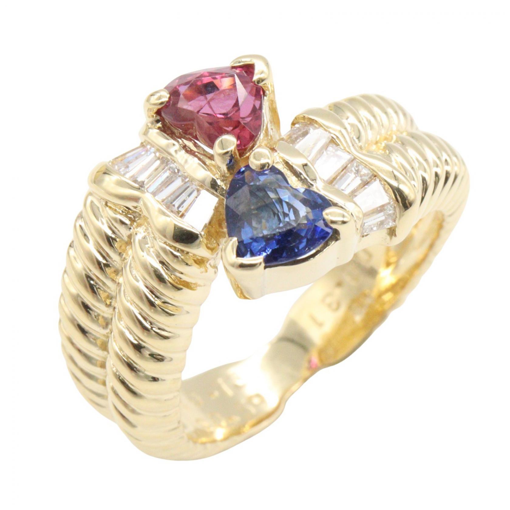 ≪10%OFFクーポン 7/19 20時~7/26 9:59≫ジュエリー JEWELRY マルチリング リング・指輪 ジュエリー K18(イエローゴールド) ダイヤモンド ルビー / サファイア レディース ゴールド系 / レッド系 / ブルー系 / クリア系 マルチ 8.8g 【中古】|Mike Museum