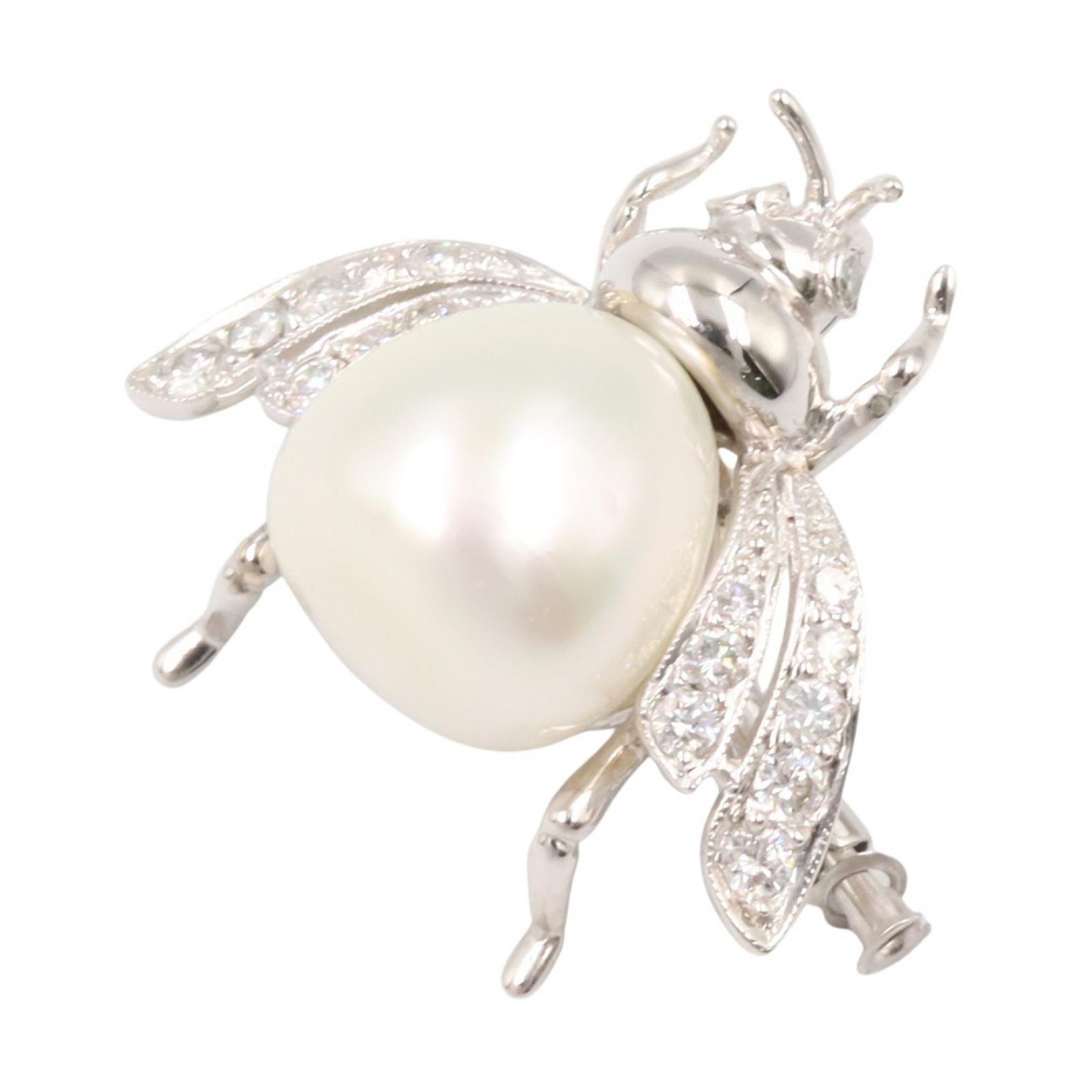 ≪10%OFFクーポン 7/19 20時～7/26 9:59≫ジュエリー JEWELRY パール ダイヤモンド ブローチ ブローチ アクセサリー K18WG（ホワイトゴールド） ダイヤモンド パール レディース シルバー系 / ホワイト系 / クリア系 ﾀﾞｲﾔ 5.8g 【中古】｜Mike Museum