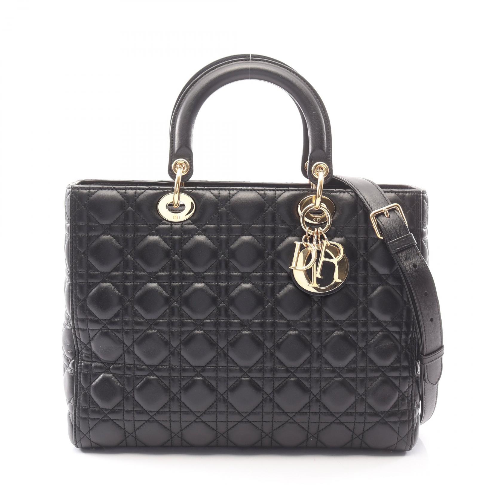 ≪10%OFFクーポン 7/19 20時～7/26 9:59≫ディオール Dior レディディオール ラージ カナージュ 2WAY ハンドバッグ バッグ レザー レディース ブラック系 【中古】｜Mike Museum