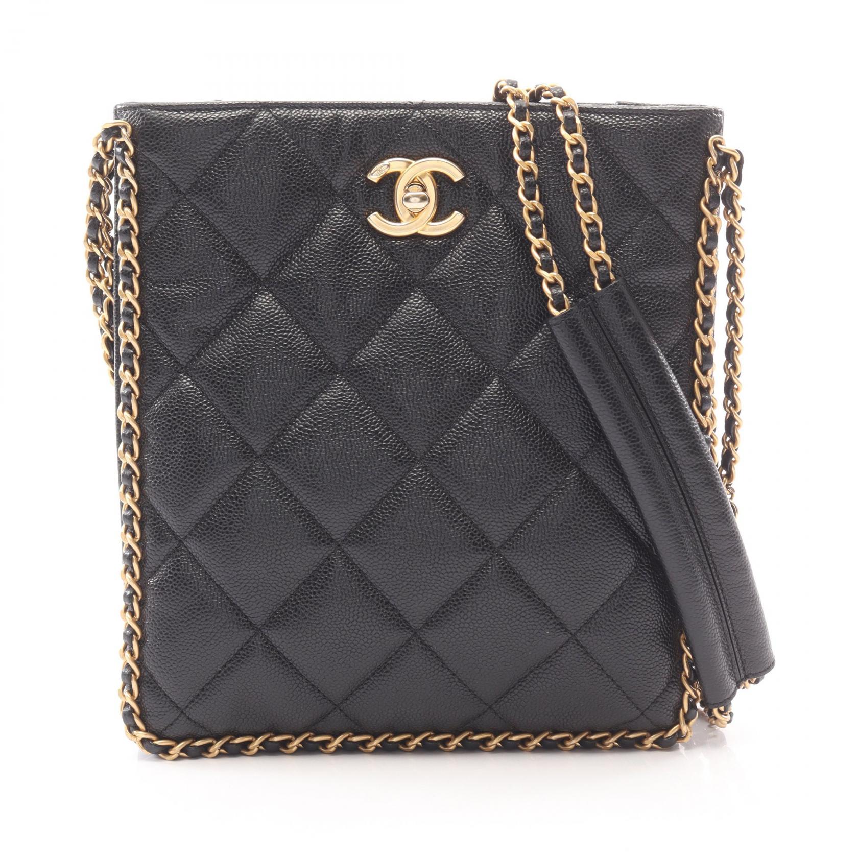 ≪15%OFFクーポン 7/19 20時~7/26 9:59≫シャネル CHANEL スモールショッピングバッグ マトラッセ ショルダーバッグ バッグ キャビアスキン(グレインドカーフ) レディース ブラック系 AS3470 【中古】|Mike Museum