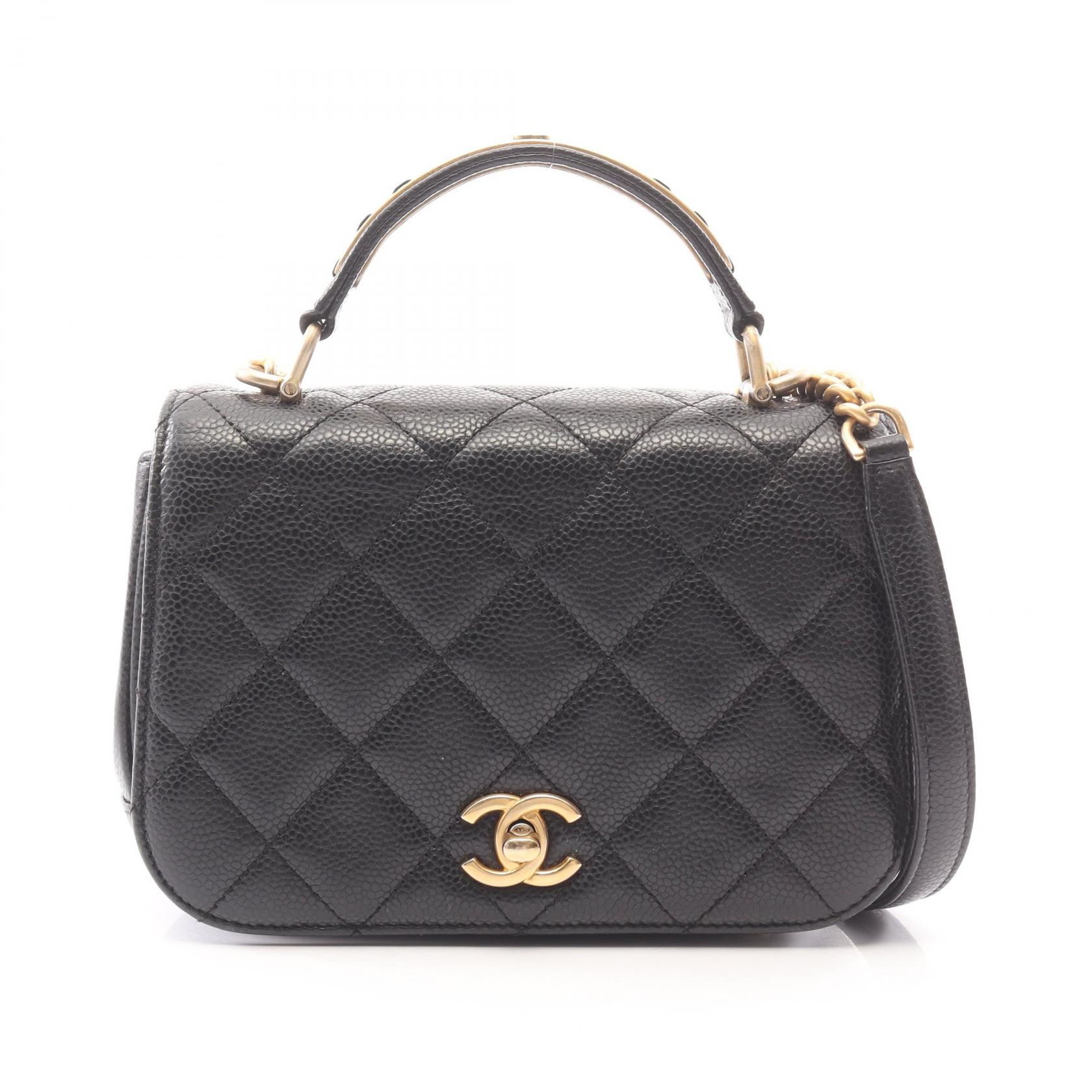 ≪15%OFFクーポン 7/19 20時~7/26 9:59≫シャネル CHANEL トップハンドル マトラッセ スモールフラップ 2WAY ショルダーバッグ バッグ キャビアスキン(グレインドカーフ) レディース ブラック系 【中古】|Mike Museum