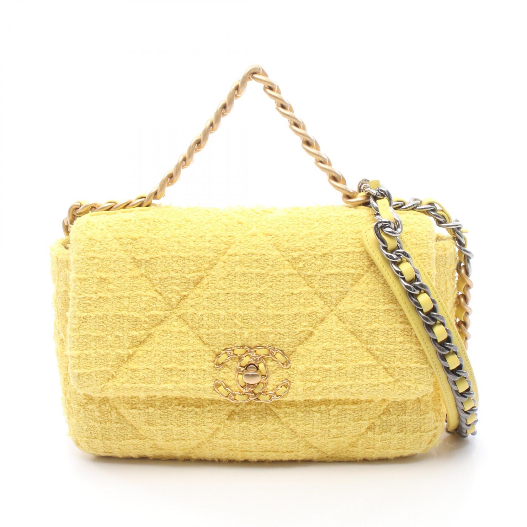 ≪15%OFFクーポン 7/19 20時～7/26 9:59≫シャネル CHANEL 19 ディズヌフ マトラッセ 2WAY ショルダーバッグ バッグ ファブリック レディース イエロー系 AS1160 【中古】｜Mike Museum