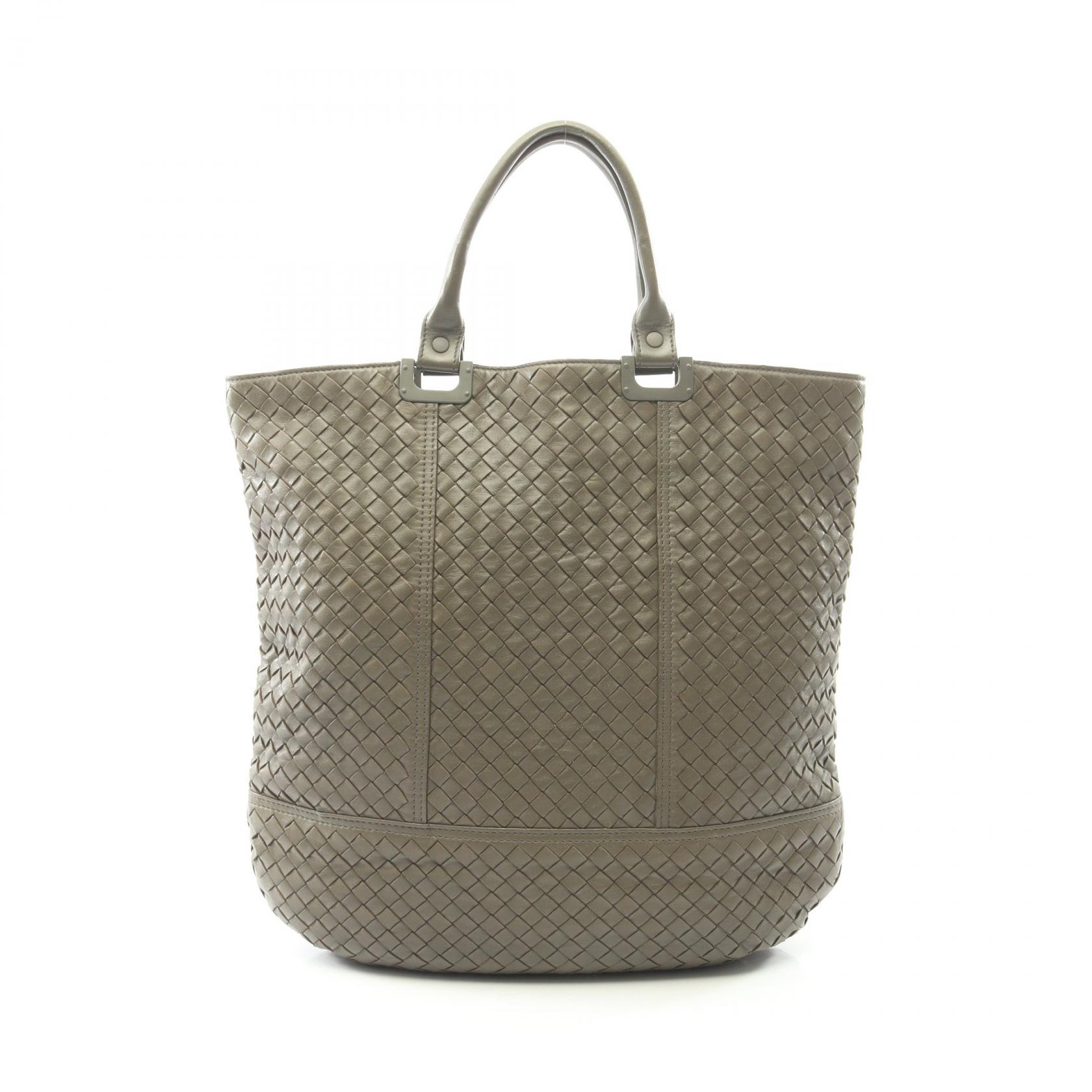 ボッテガヴェネタ BOTTEGA VENETA イントレチャート トートバッグ バッグ レザー レディース グレー系 【中古】｜Mike Museum