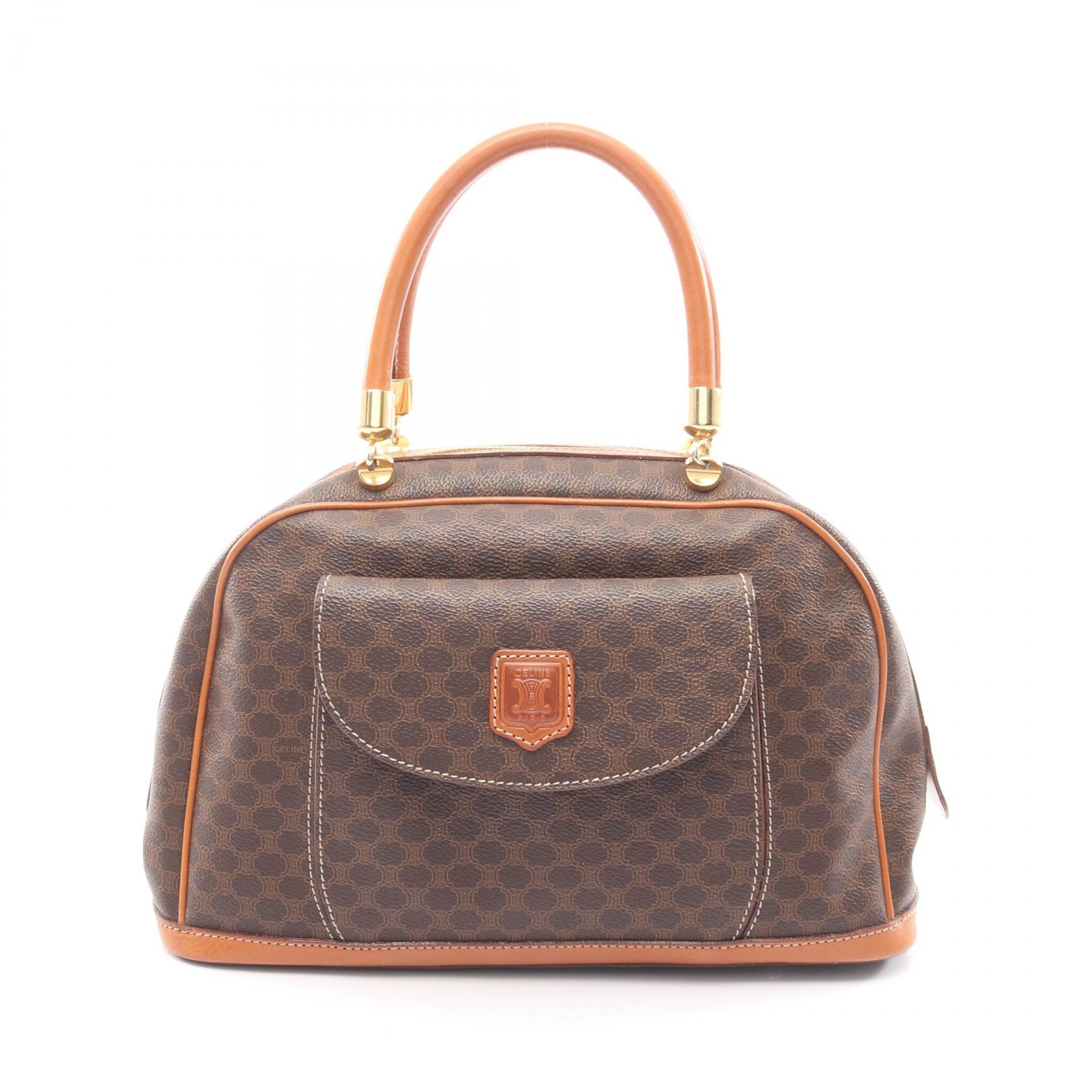 ≪10%OFFクーポン 7/19 20時～7/26 9:59≫セリーヌ CELINE マカダム ハンドバッグ バッグ PVCコーティングキャンバス レザー レディース ブラウン系 【中古】｜Mike Museum
