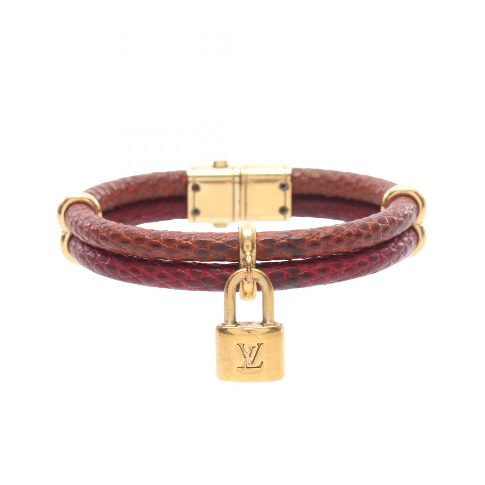 ≪2千円OFFクーポン 7/19 20時~7/26 9:59≫ルイ・ヴィトン LOUIS VUITTON ブラスレ キープイット トゥワイス ブレスレット アクセサリー GP(ゴールドメッキ) リザード レディース ブラウン系 / ボルドー系 / ゴールド系 M6672E 【中古】|Mike Museum