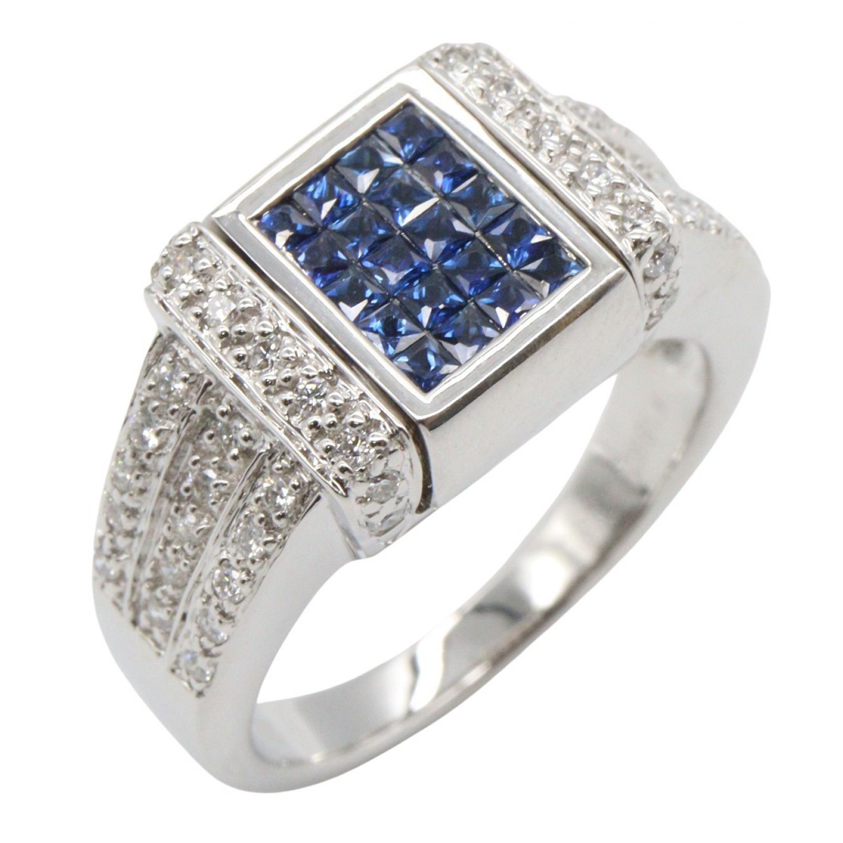 ≪10%OFFクーポン 7/19 20時～7/26 9:59≫ジュエリー JEWELRY サファイア ダイヤモンド リング リング・指輪 ジュエリー K18WG（ホワイトゴールド） ダイヤモンド サファイア レディース シルバー系 / クリア系 ｻﾌｧｲｱ 8.2g 【中古】｜Mike Museum