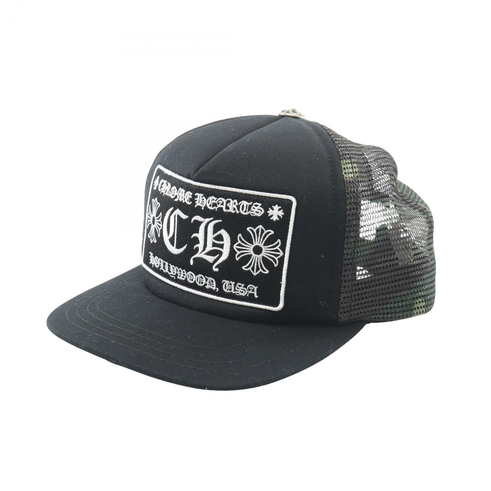 ≪10%OFFクーポン 7/19 20時~7/26 9:59≫クロムハーツ CHROME HEARTS トラッカーキャップ CHプラス ハリウッド カモフラージュ メッシュ キャップ 帽子 コットン メンズ ブラック系 / マルチカラー 【中古】|Mike Museum