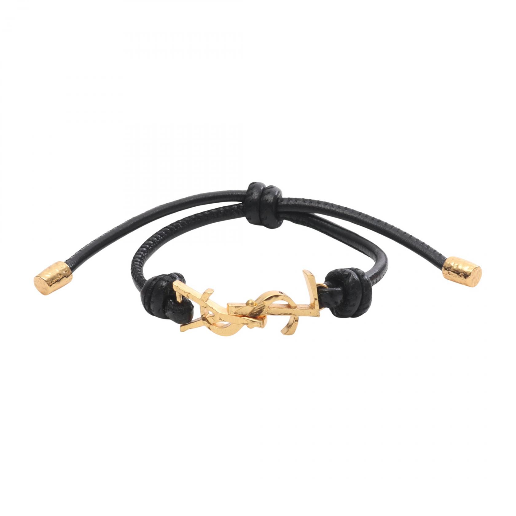≪10%OFFクーポン 7/19 20時～7/26 9:59≫サンローランパリ SAINT LAURENT PARIS カサンドラ ブレスレット アクセサリー GP（ゴールドメッキ） レザー レディース ゴールド系 / ブラック系 861459AAF9R1000M 【新品】｜Mike Museum