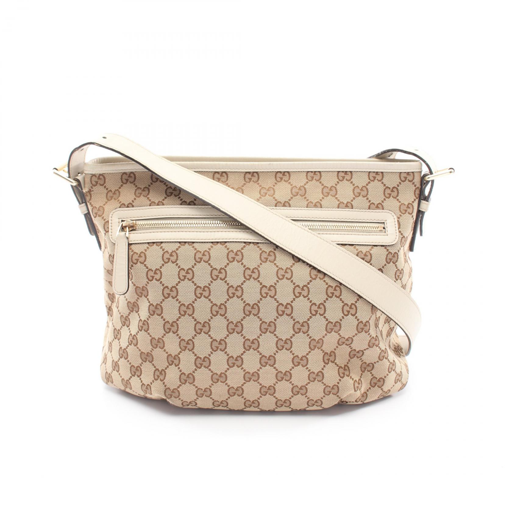 ≪15%OFFクーポン 7/19 20時～7/26 9:59≫グッチ GUCCI GGキャンバス ショルダーバッグ バッグ キャンバス レザー レディース ベージュ系 / ホワイト系 388930 【中古】｜Mike Museum
