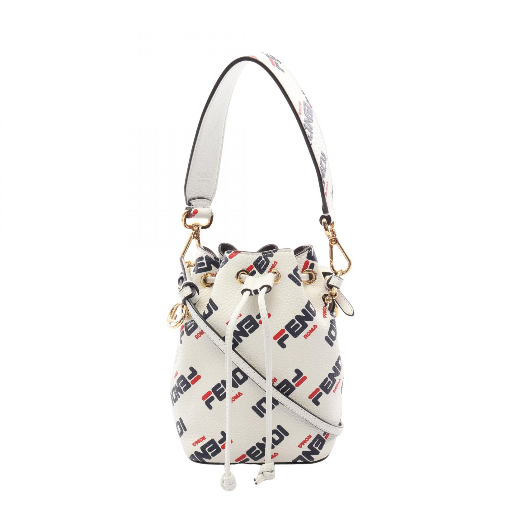 ≪15%OFFクーポン 7/19 20時～7/26 9:59≫フェンディ FENDI FENDI &times; FILA ミニ モントレゾール 2WAY ハンドバッグ バッグ レザー レディース ホワイト系 / ネイビー系 / レッド系 8BS010 【中古】｜Mike Museum