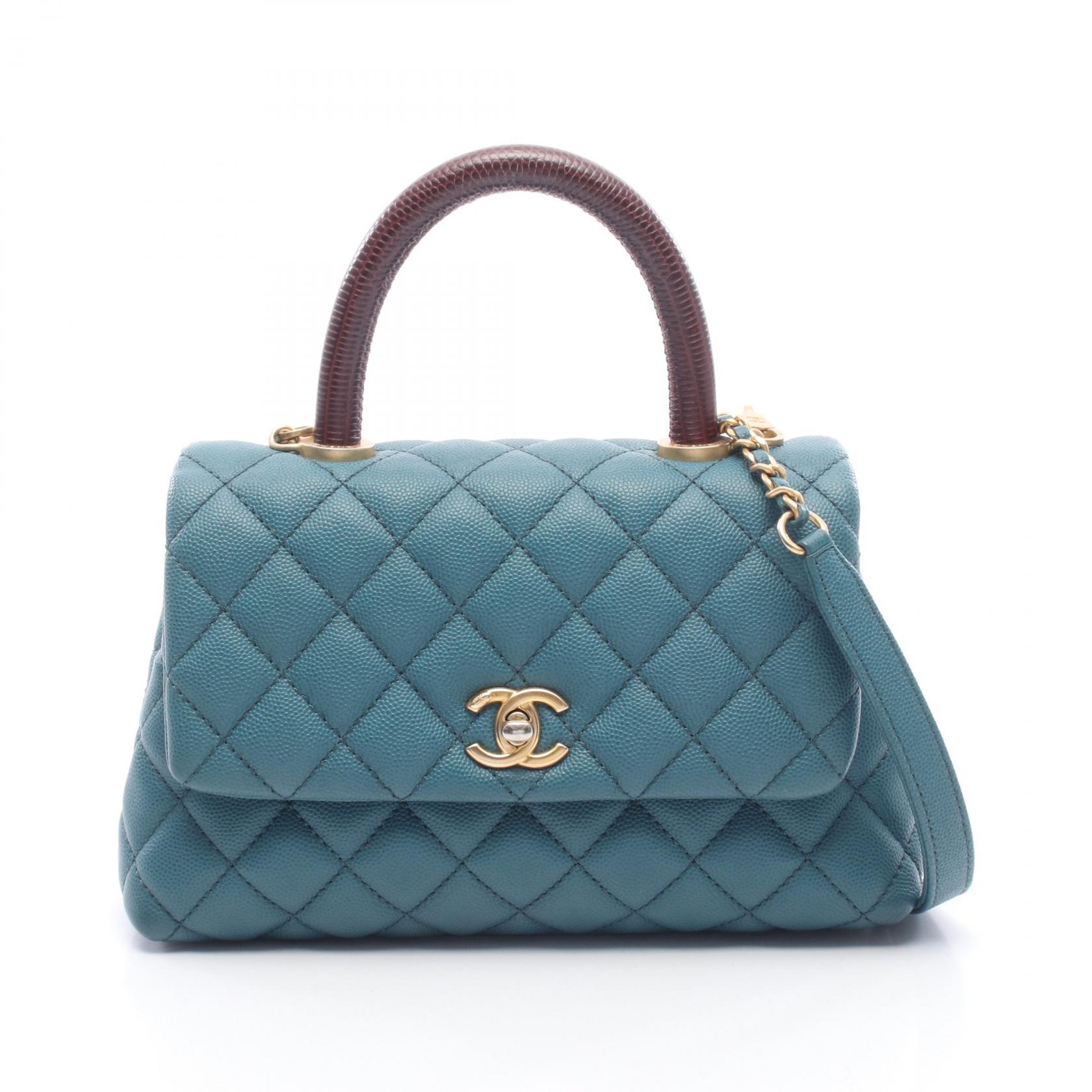≪10%OFFクーポン 7/19 20時~7/26 9:59≫シャネル CHANEL ココハンドル フラップ マトラッセ 2WAY ハンドバッグ バッグ キャビアスキン(グレインドカーフ) エキゾチックレザー レディース グリーン系 / ブラウン系 A92990 【中古】|Mike Museum
