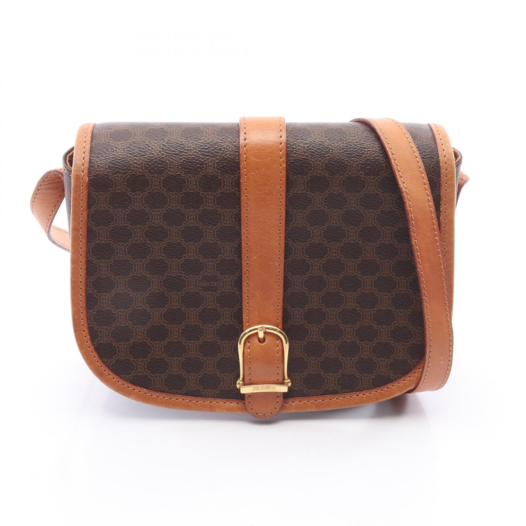≪15%OFFクーポン 7/19 20時～7/26 9:59≫セリーヌ CELINE マカダム ショルダーバッグ バッグ PVCコーティングキャンバス レザー レディース ブラウン系 【中古】｜Mike Museum 39,650円