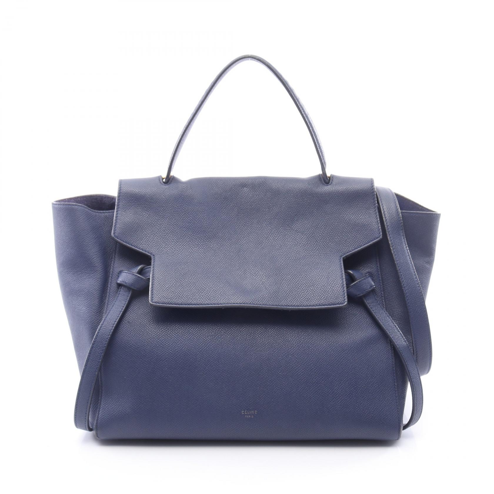 ≪10%OFFクーポン 7/19 20時~7/26 9:59≫セリーヌ CELINE BELT BAG MINI ベルトバッグ ミニ ハンドバッグ バッグ レザー レディース ブルー系 176103 【中古】|Mike Museum