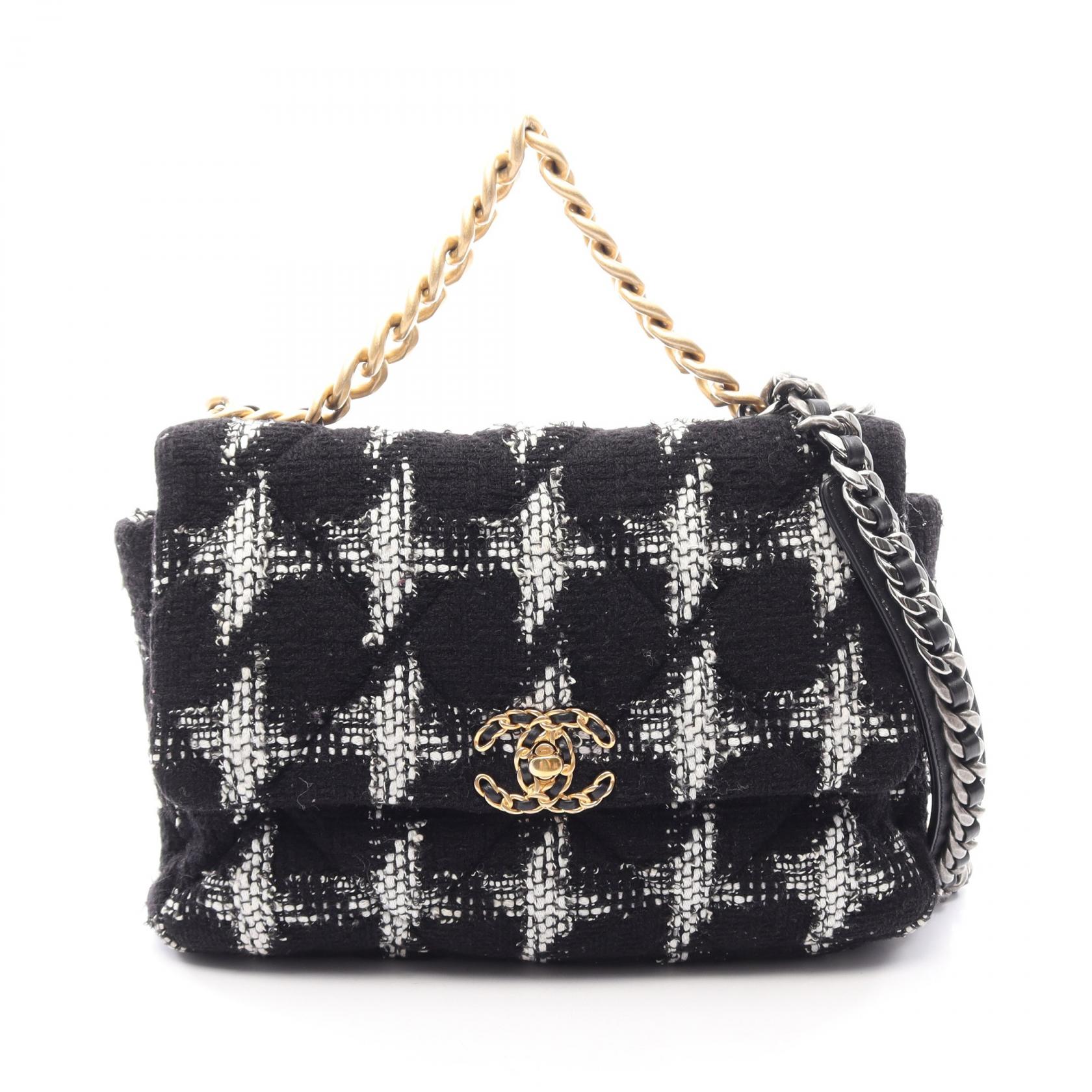 ≪15%OFFクーポン 7/19 20時～7/26 9:59≫シャネル CHANEL 19 ディズヌフ マトラッセ コンビ金具 2WAY ショルダーバッグ バッグ ファブリック レザー レディース ブラック系 / ホワイト系 AS1161 【中古】｜Mike Museum
