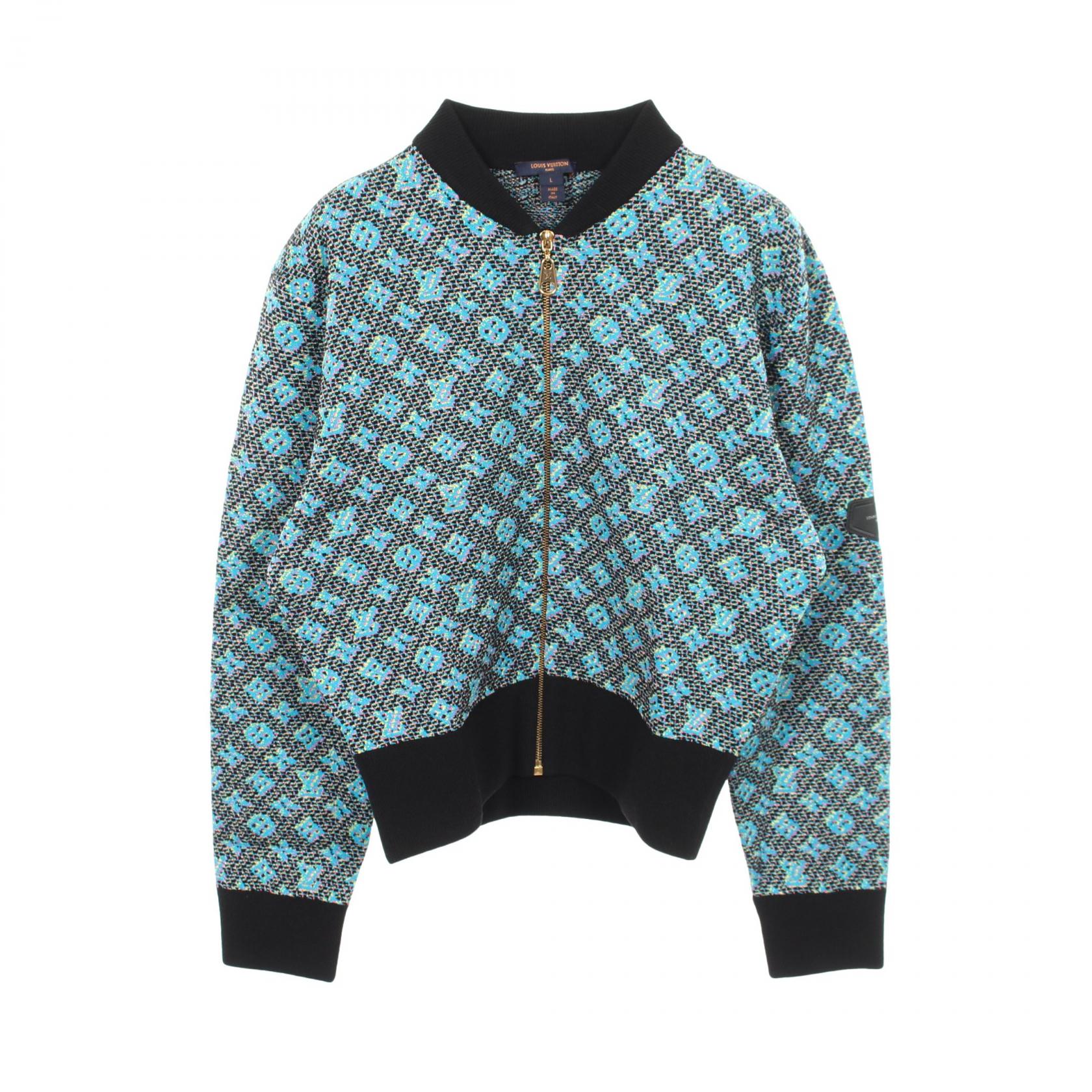 ≪10%OFFクーポン 7/19 20時～7/26 9:59≫ルイ・ヴィトン LOUIS VUITTON モノグラム ジップアップ 衣料品 アウター ウール ナイロン シルク メンズ ブラック系 / ブルー系 / マルチカラー 【中古】｜Mike Museum