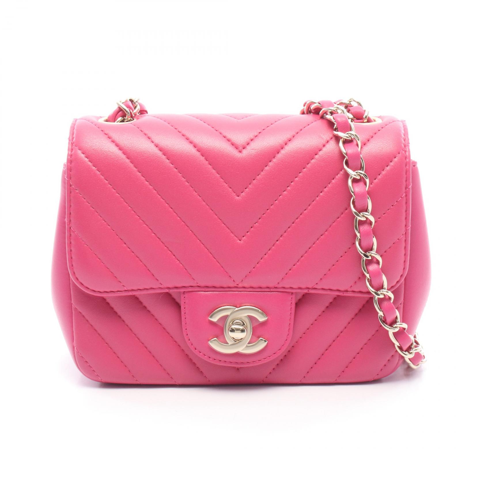 ≪15%OFFクーポン 7/19 20時~7/26 9:59≫シャネル CHANEL シェブロン Vステッチ ミニ ショルダーバッグ バッグ レザー レディース ピンク系 A35200 【中古】|Mike Museum