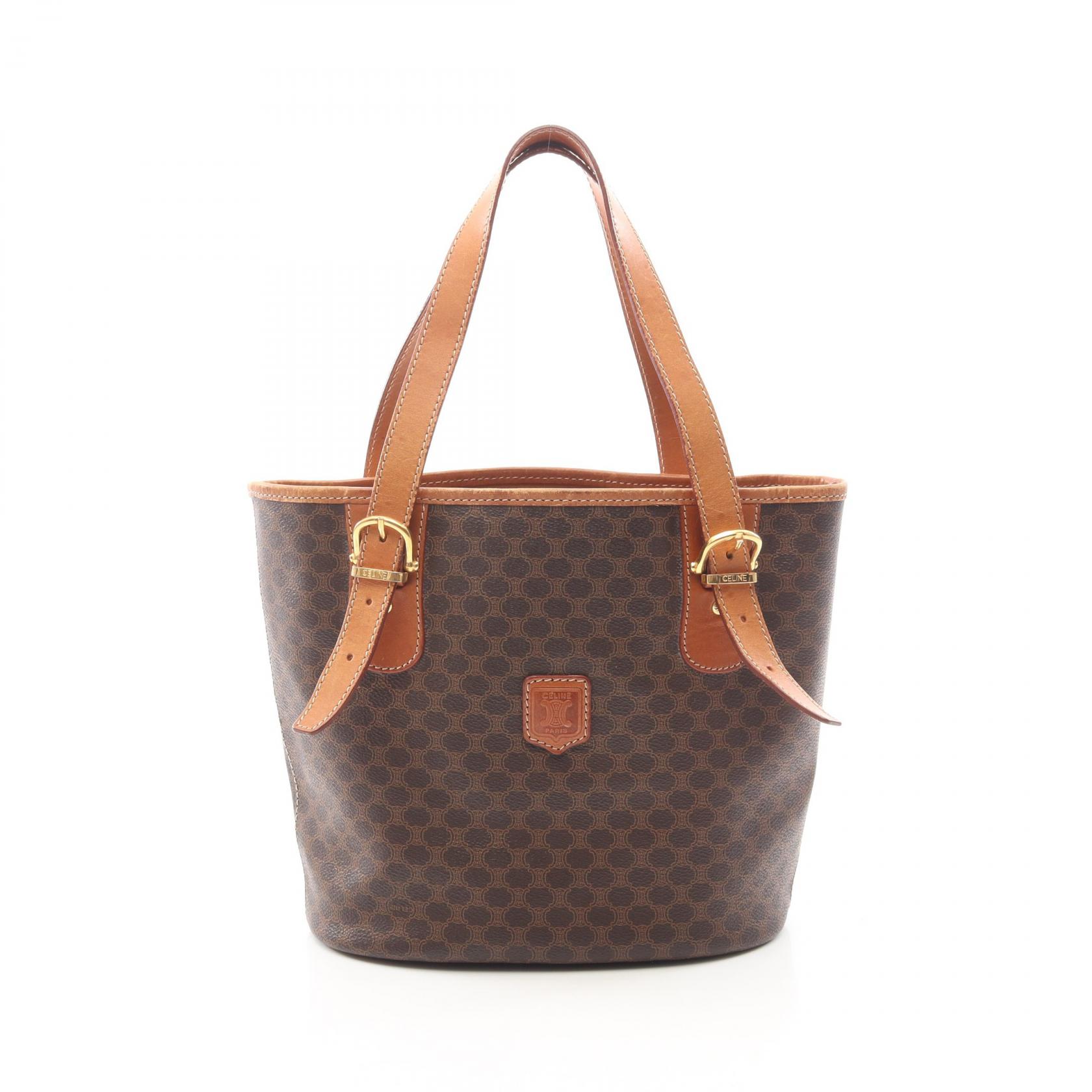 ≪10%OFFクーポン 7/19 20時～7/26 9:59≫セリーヌ CELINE マカダム トートバッグ バッグ PVCコーティングキャンバス レザー レディース ブラウン系 【中古】｜Mike Museum