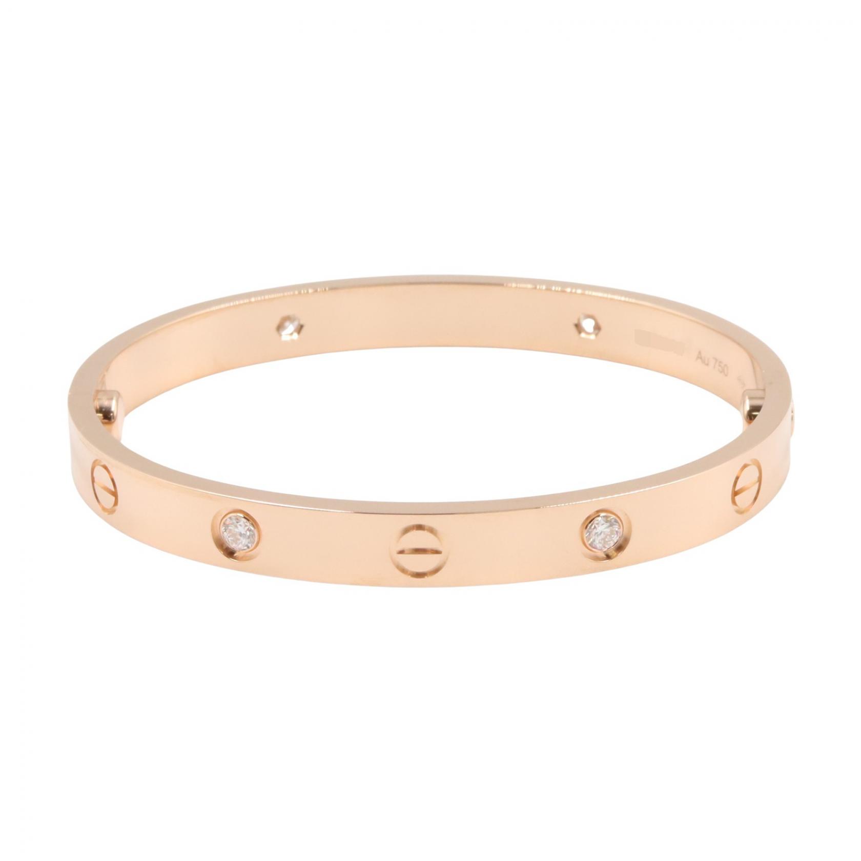 ≪10%OFFクーポン 7/19 20時～7/26 9:59≫カルティエ CARTIER ラブブレス 4PD ブレスレット アクセサリー K18PG（ピンクゴールド） ダイヤモンド レディース ゴールド系 / クリア系 B6036016 【中古】｜Mike Museum