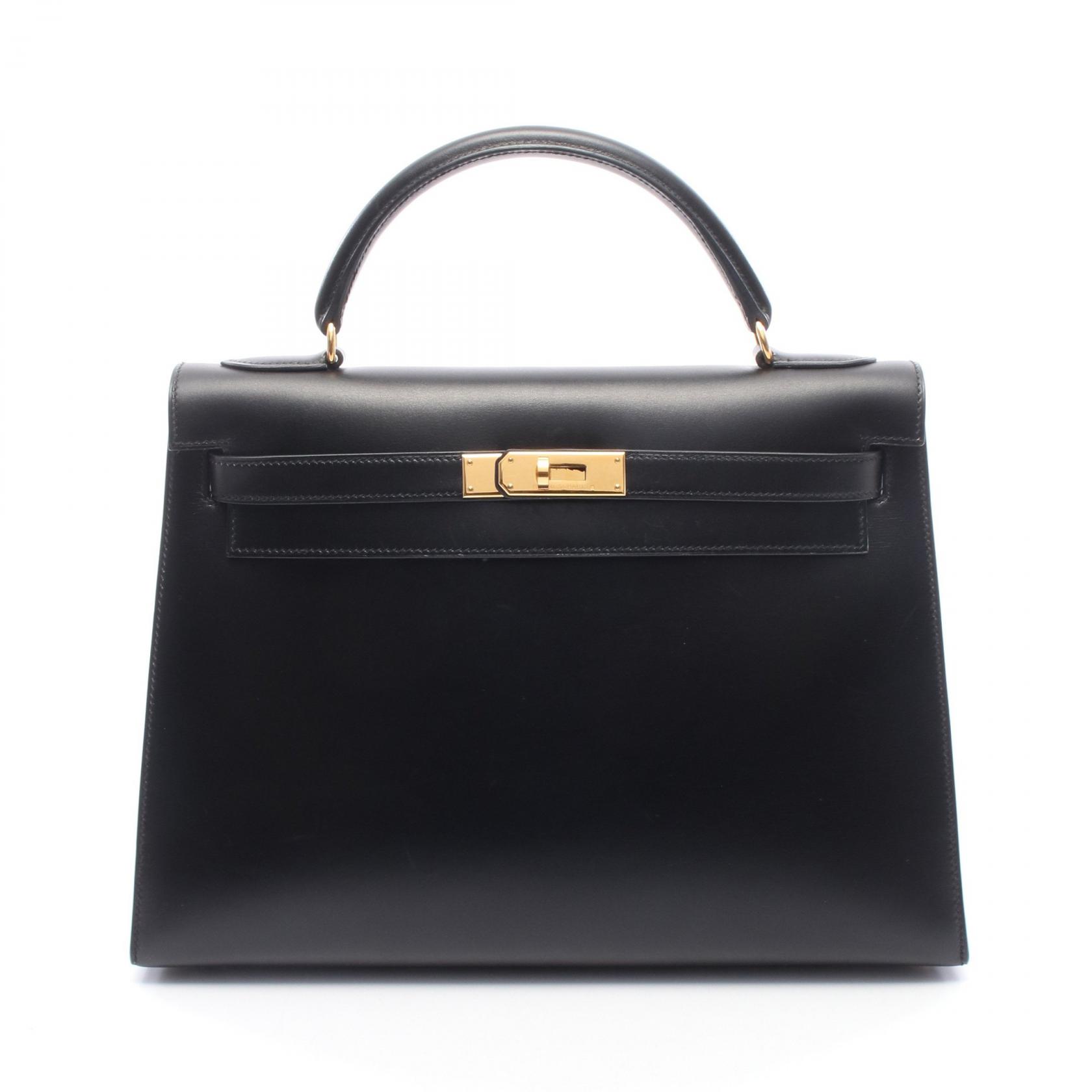 ≪10%OFFクーポン 7/19 20時～7/26 9:59≫エルメス HERMES ケリー32 外縫い 2WAY ハンドバッグ バッグ カーフ（牛革） ボックスカーフ レディース ブラック系 【中古】｜Mike Museum