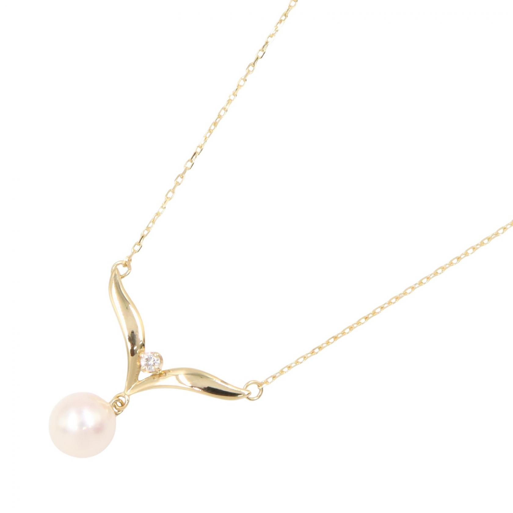 ミキモト MIKIMOTO パール ネックレス ネックレス ジュエリー K18（イエローゴールド） ダイヤモンド パール レディース ゴールド系 / ホワイト系 / クリア系 【中古】｜Mike Museum