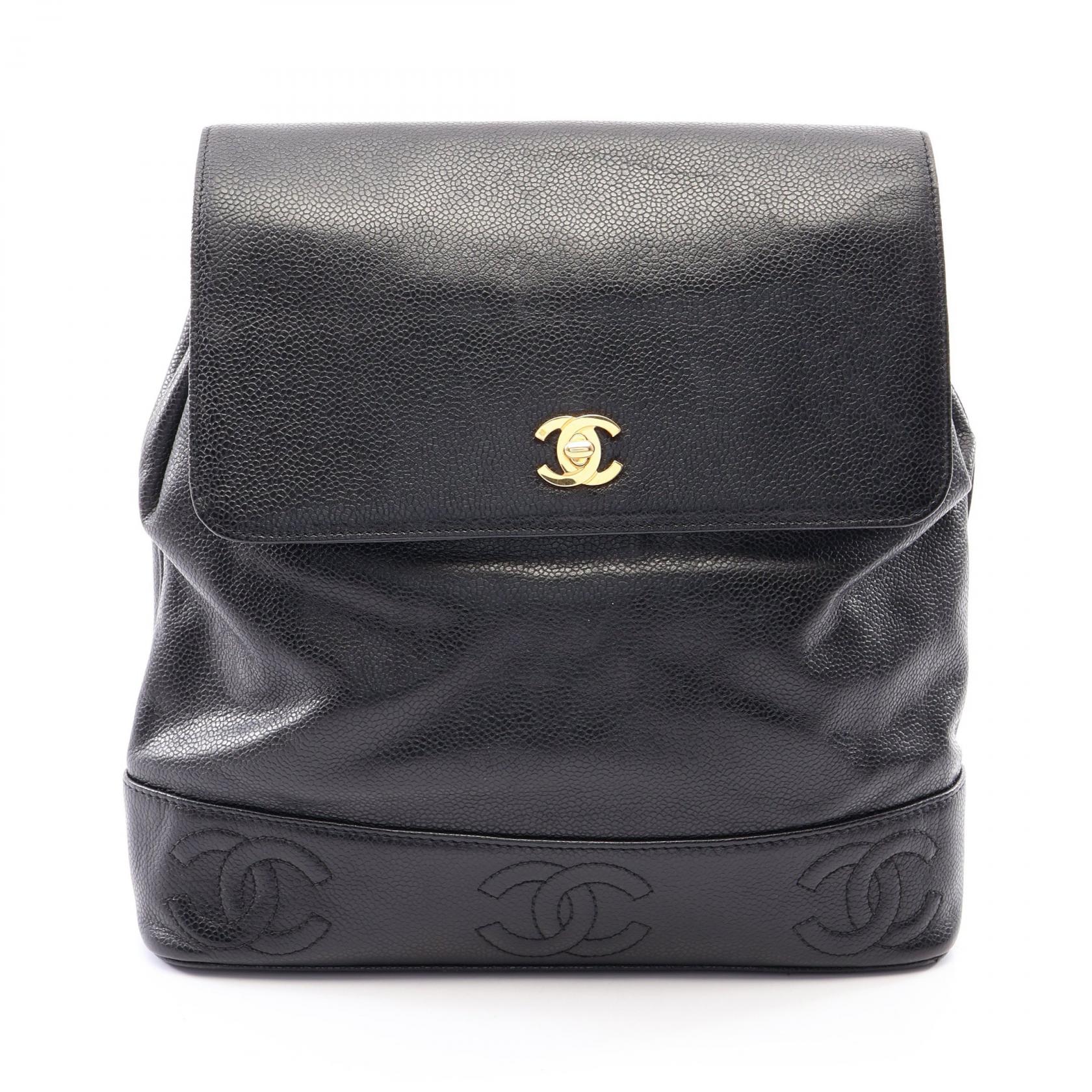 シャネル CHANEL トリプルココマーク リュックサック バックパック バッグ キャビアスキン(グレインドカーフ) レディース ブラック系 【中古】｜Mike Museum